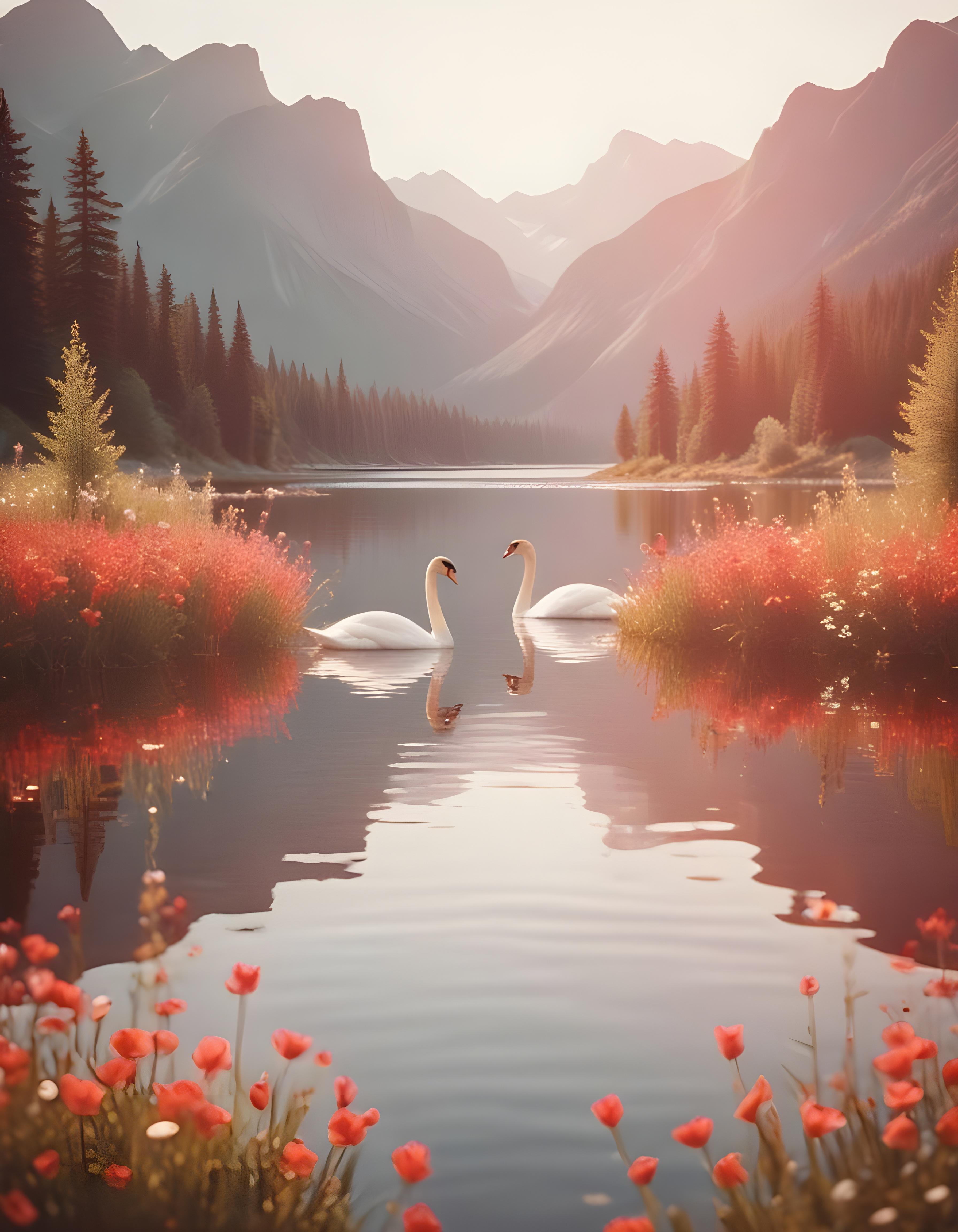 Romantic Couple Walking Together in Nature at Sunset and Moonlight Background