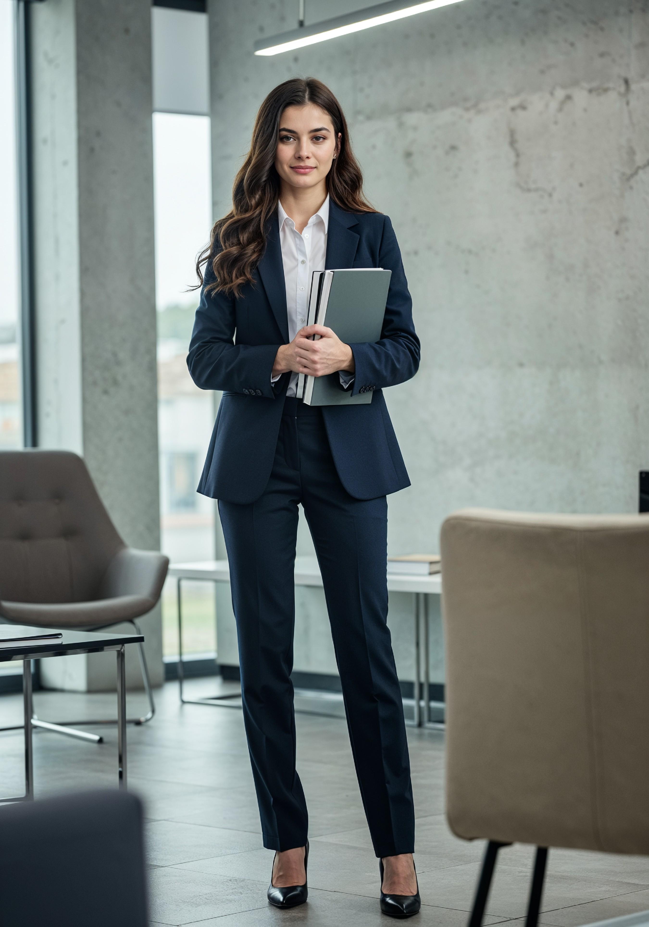 Confident Young Businesswoman in Professional Corporate Attire Office Portrait