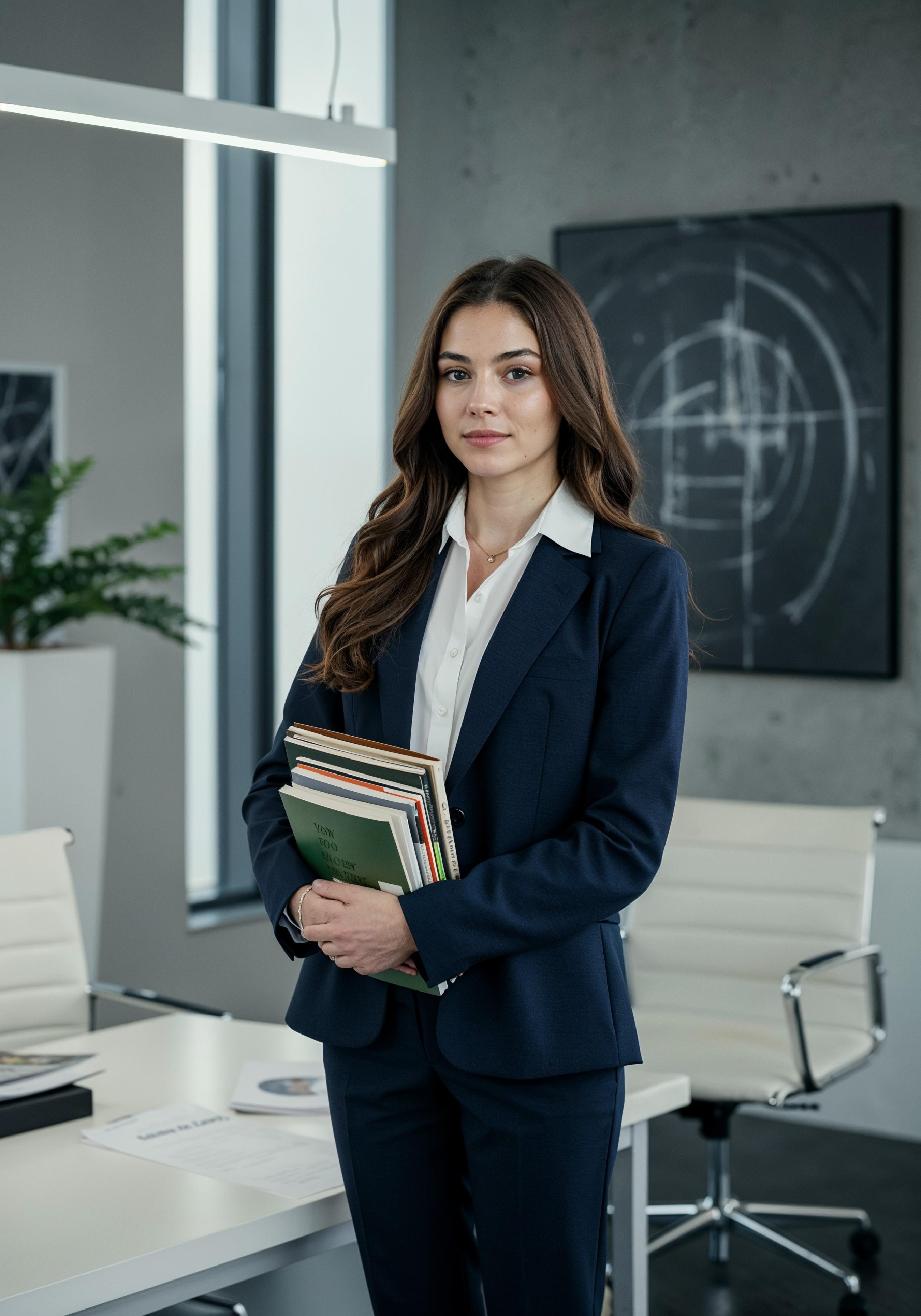 Confident Young Businesswoman in Professional Corporate Attire Office Portrait
