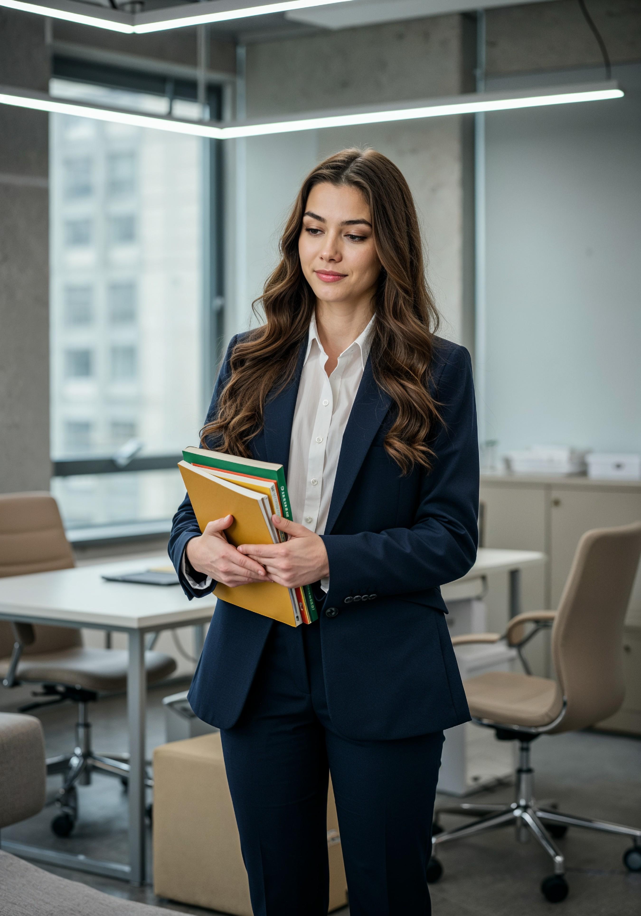 Confident Young Businesswoman in Professional Corporate Attire Office Portrait