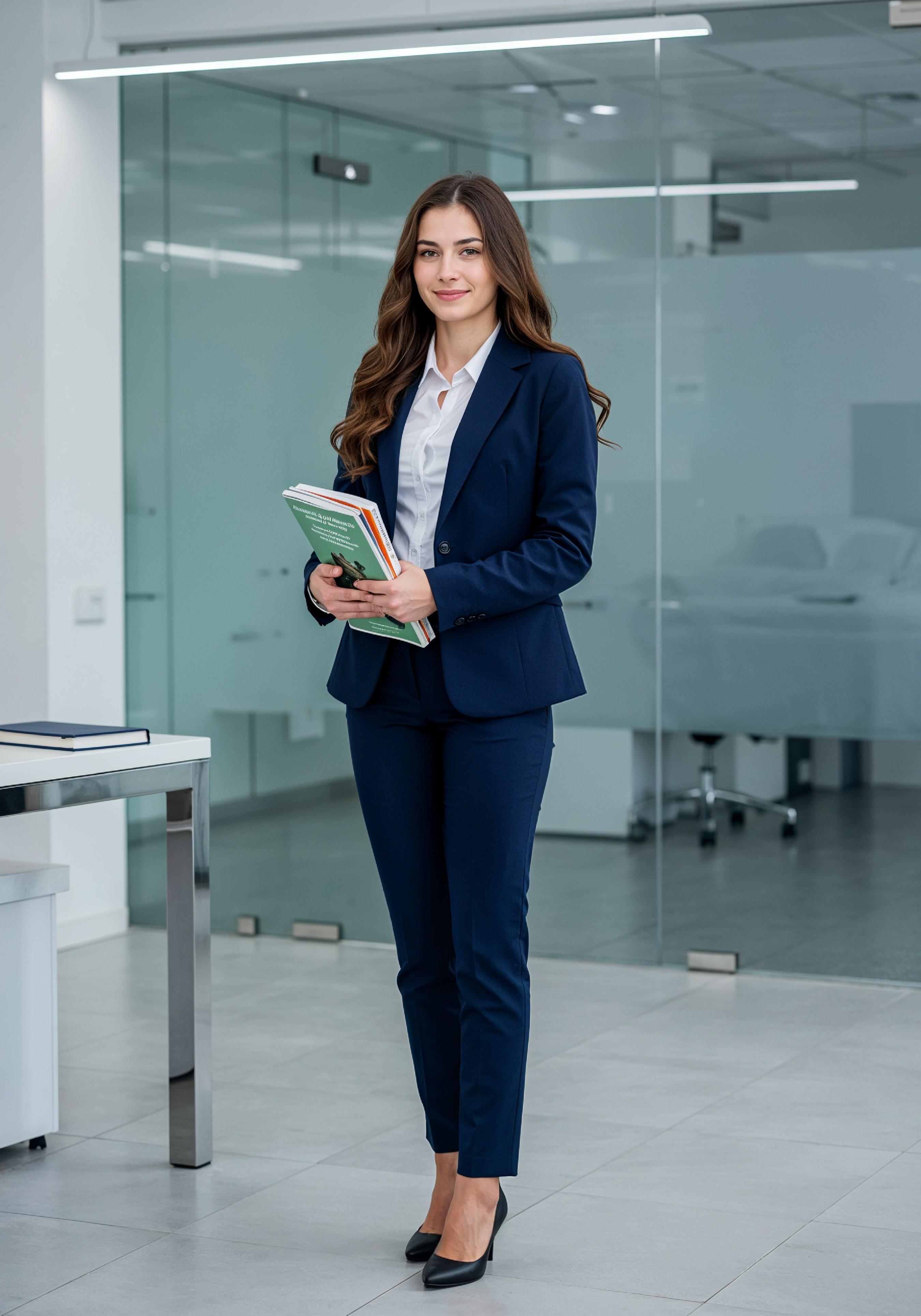 Confident Young Businesswoman in Professional Corporate Attire Office Portrait