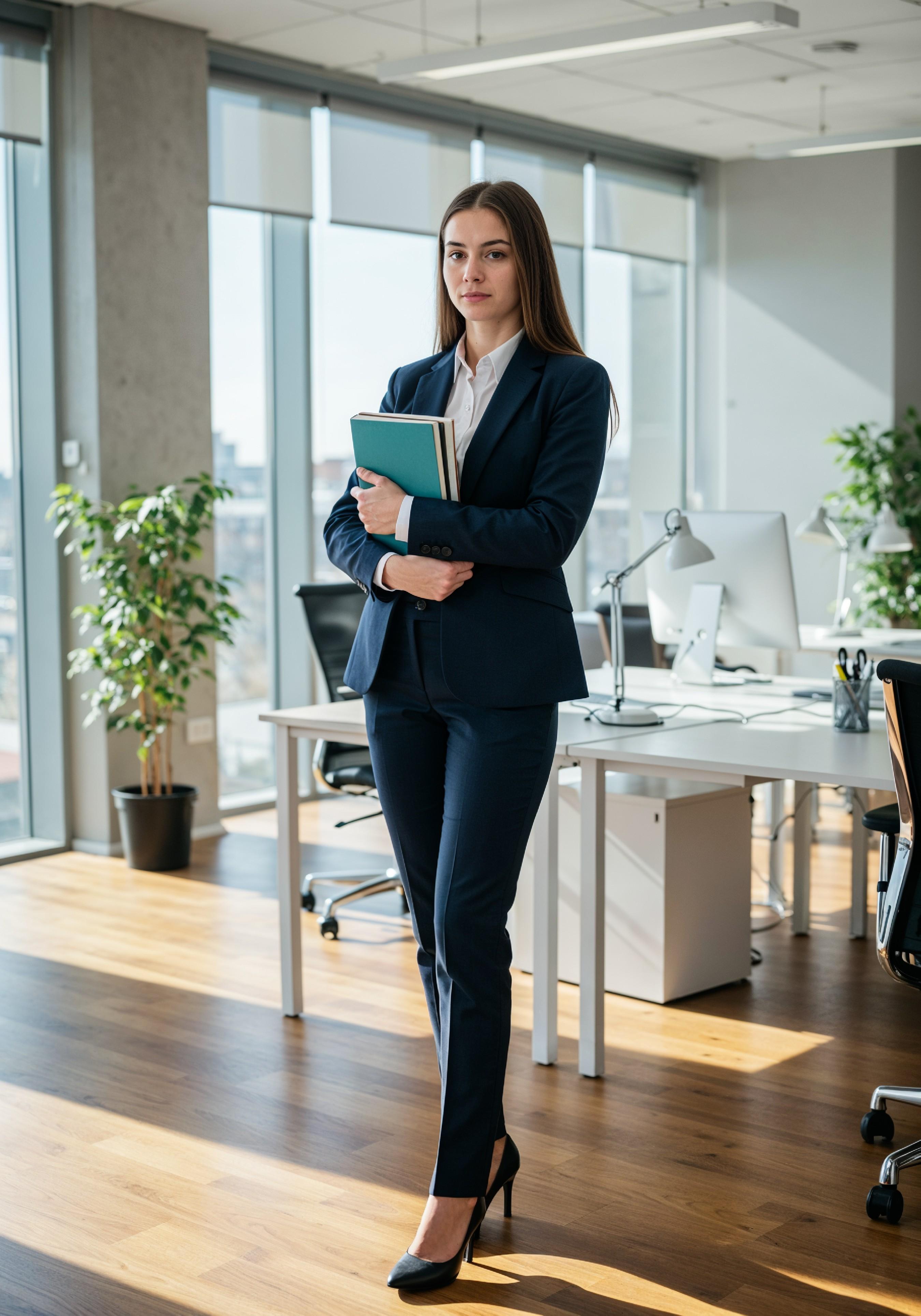 Confident Young Businesswoman in Professional Corporate Attire Office Portrait