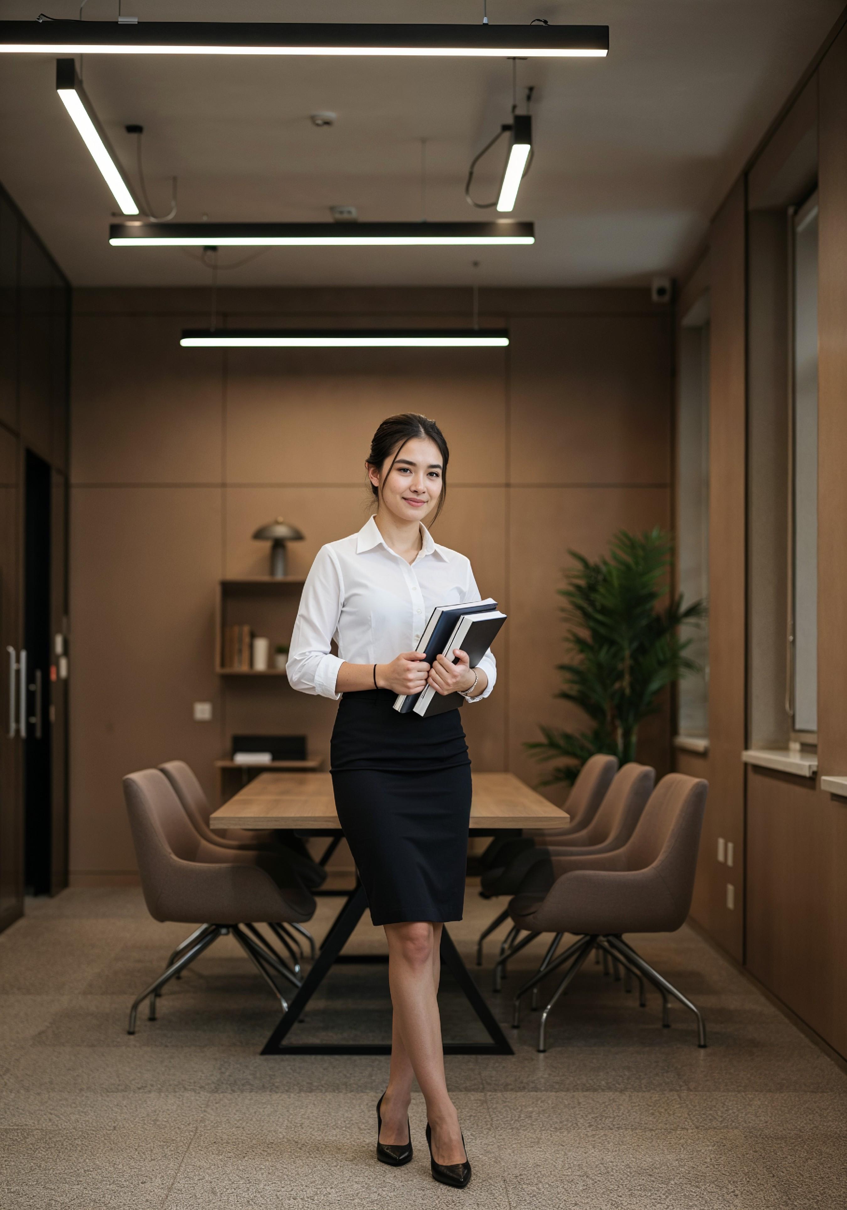 Confident Young Businesswoman in Professional Corporate Attire Office Portrait