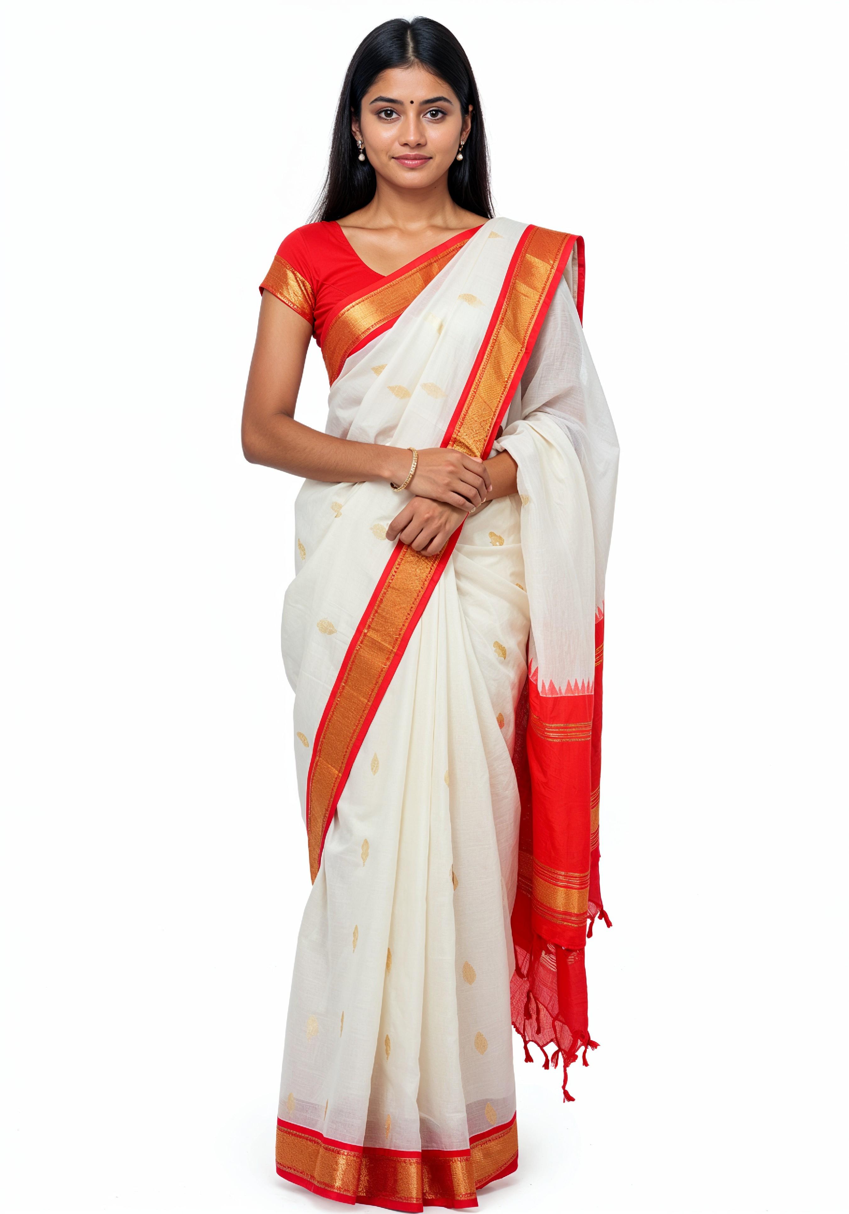 Elegant Young Indian Woman in Traditional Silk Saree Fashion Portrait