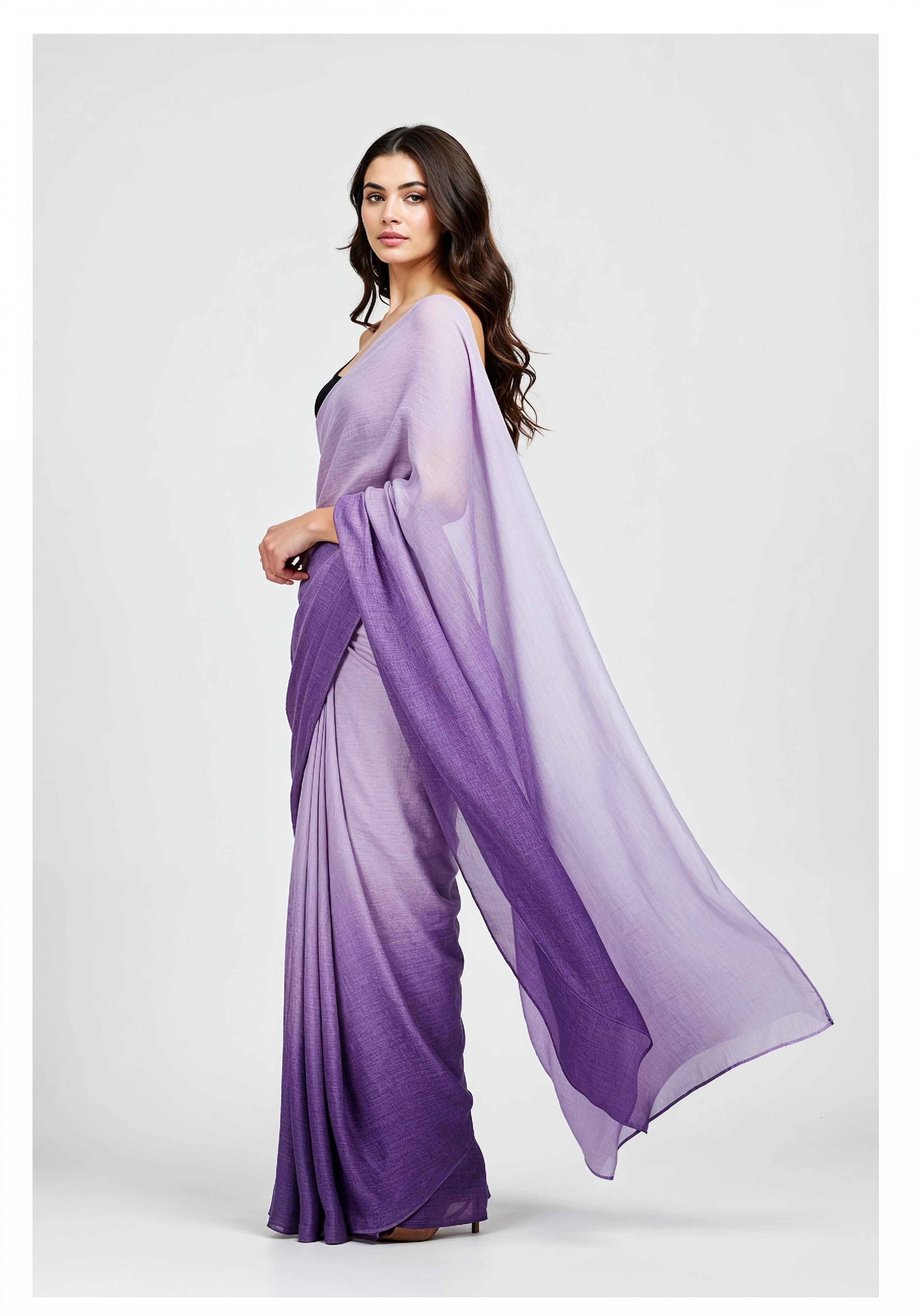Elegant Young Indian Woman in Traditional Silk Saree Fashion Portrait