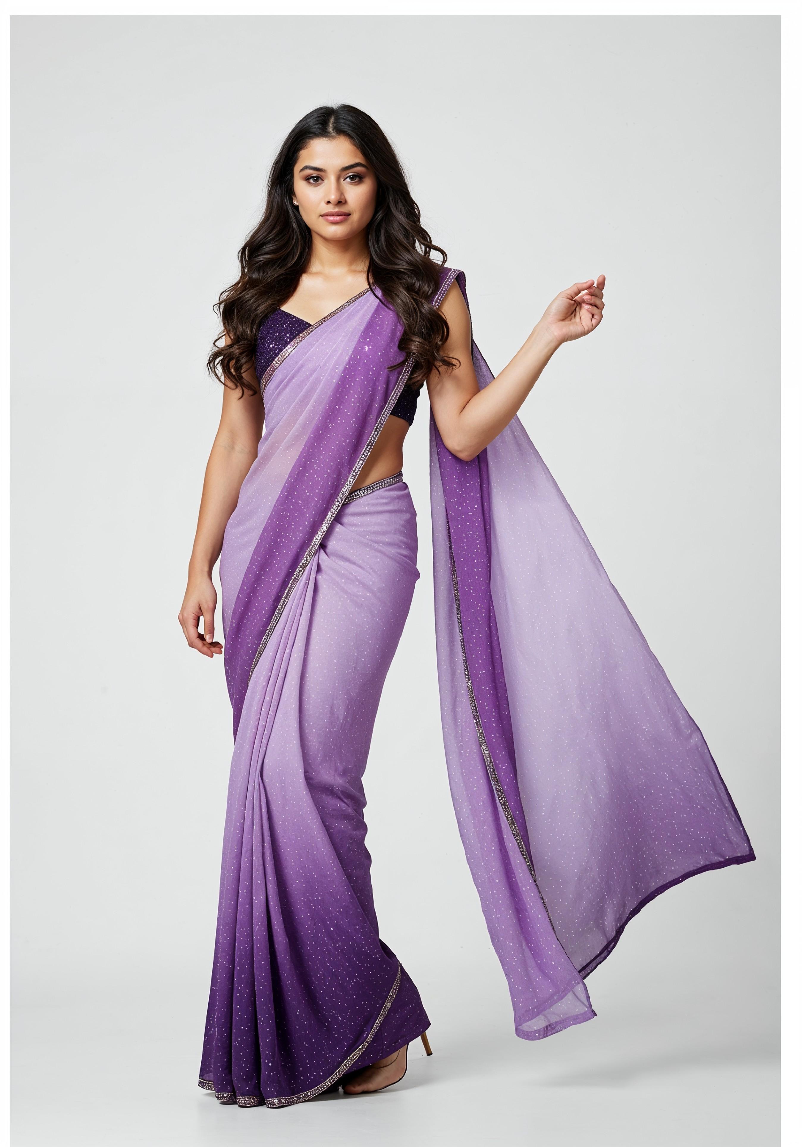 Elegant Young Indian Woman in Traditional Silk Saree Fashion Portrait