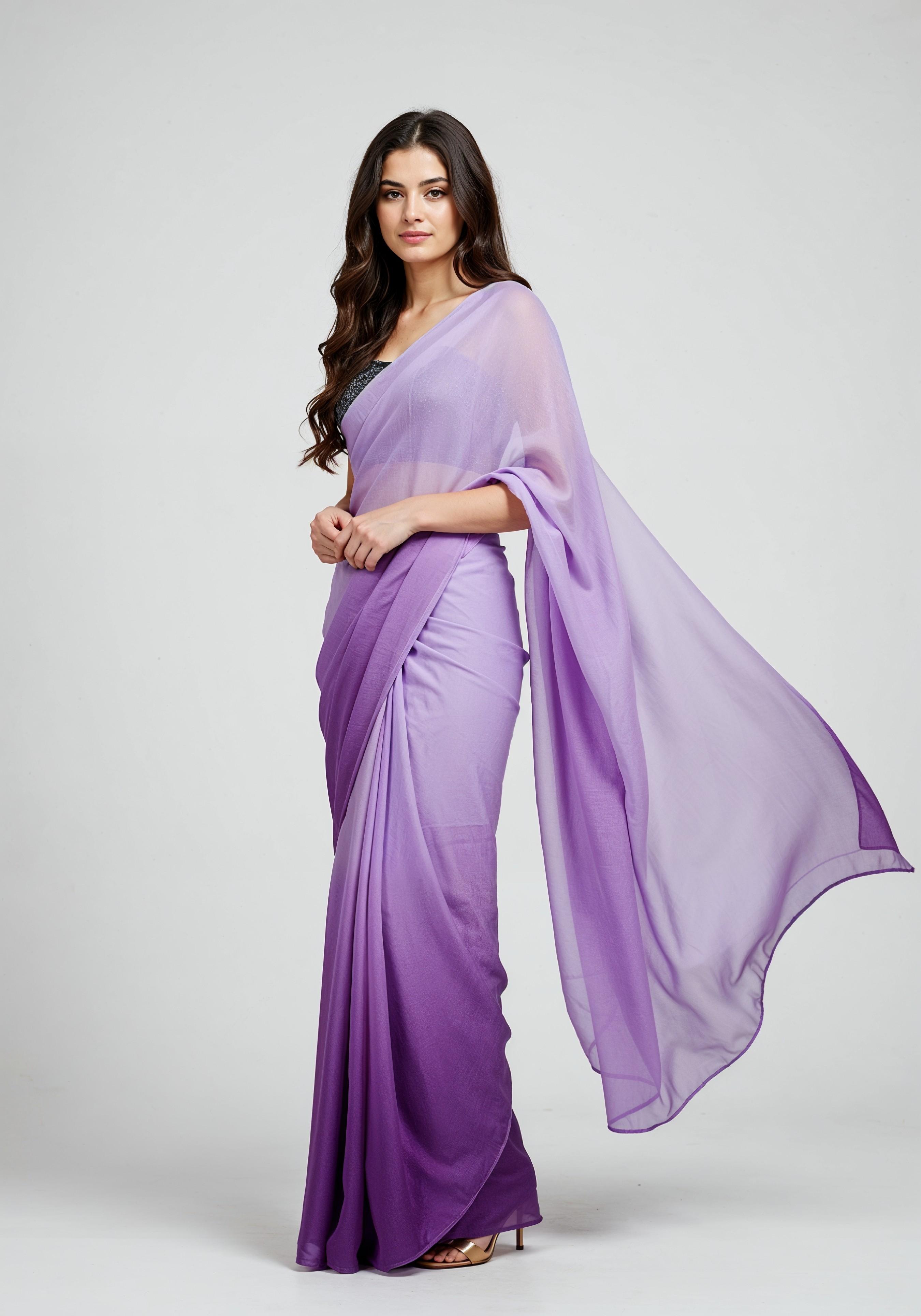 Elegant Young Indian Woman in Traditional Silk Saree Fashion Portrait