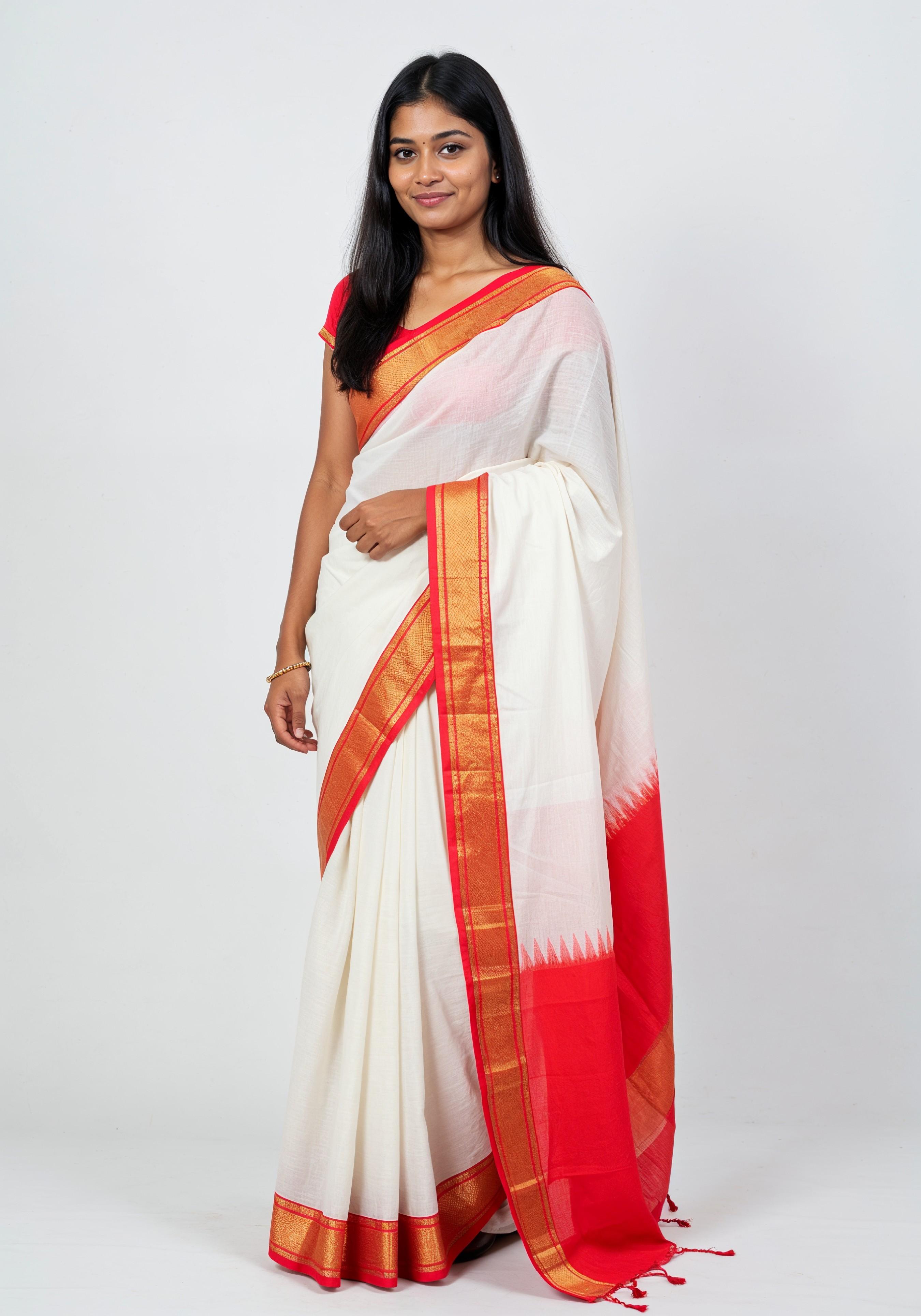 Elegant Young Indian Woman in Traditional Silk Saree Fashion Portrait