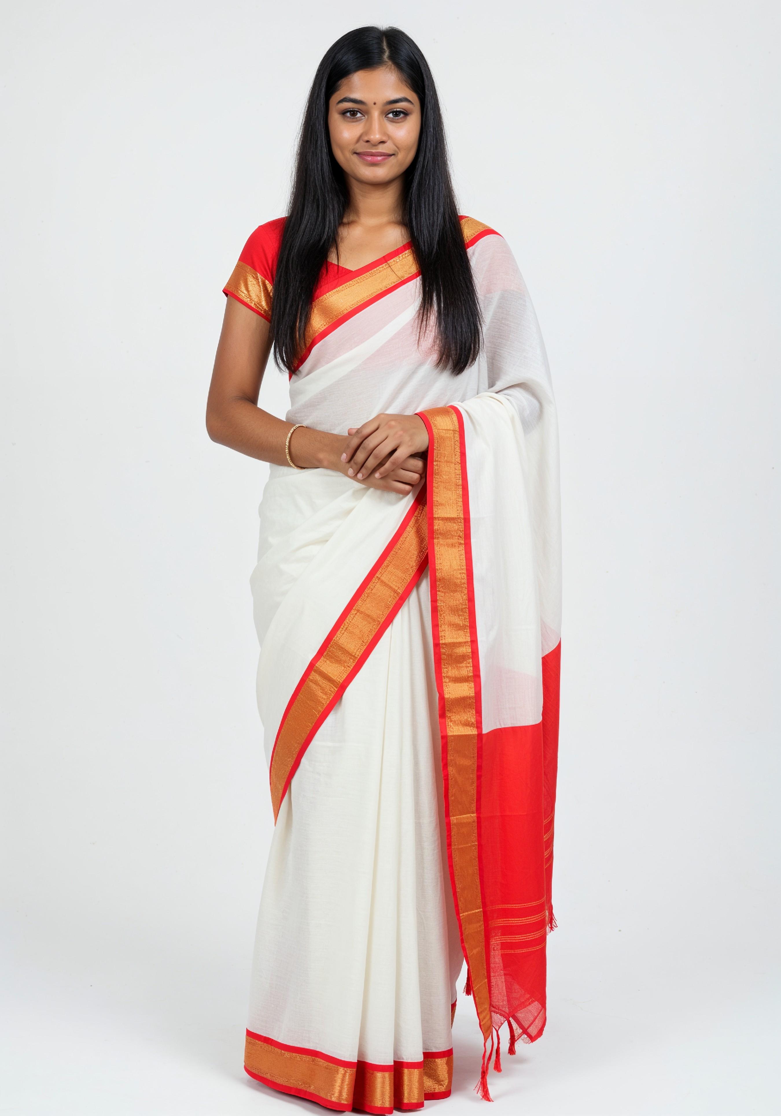 Elegant Young Indian Woman in Traditional Silk Saree Fashion Portrait