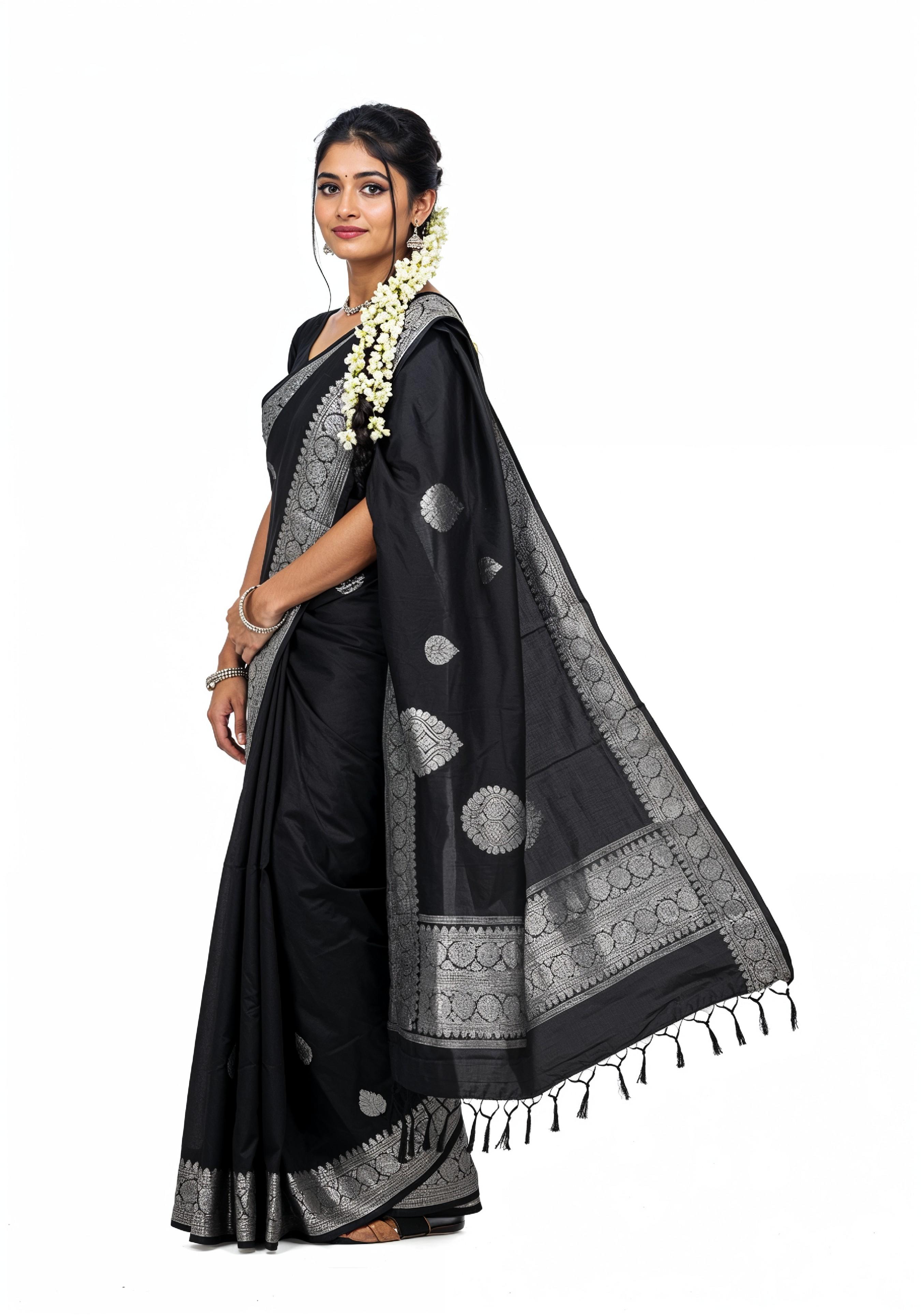 Elegant Young Indian Woman in Traditional Silk Saree Fashion Portrait