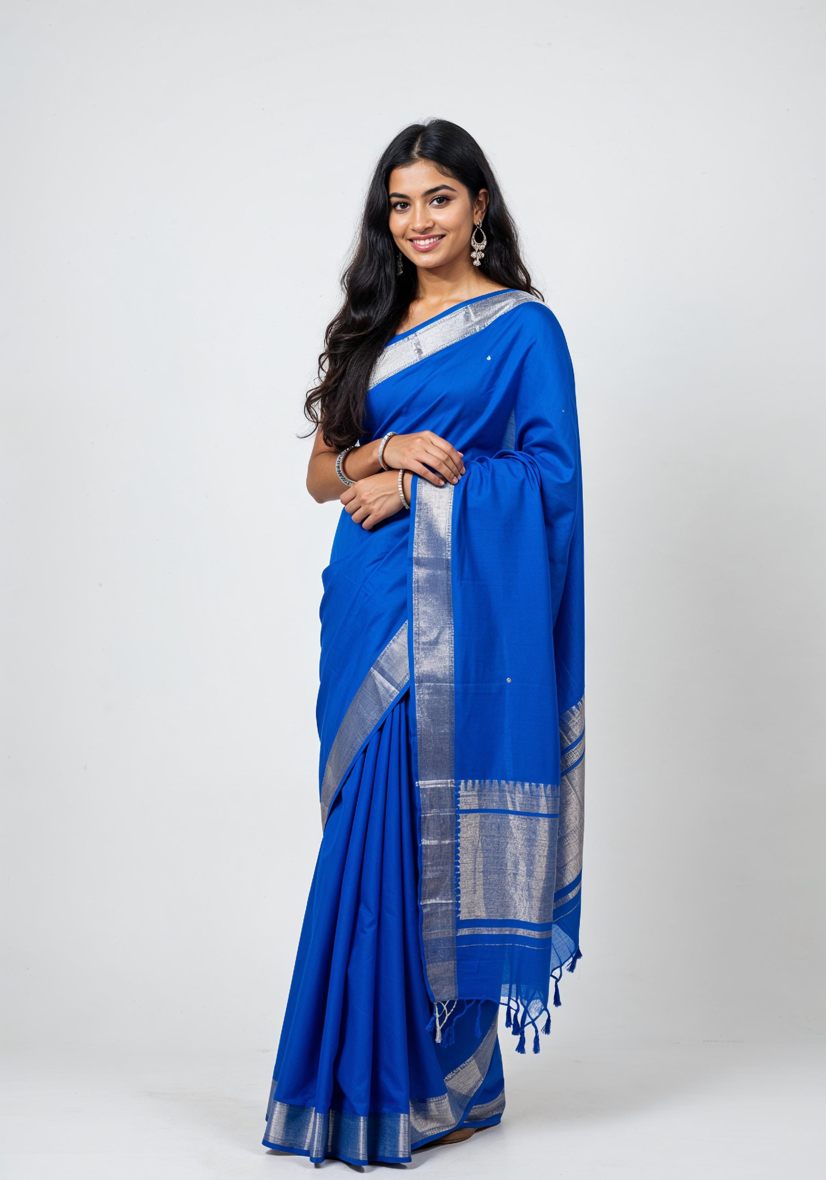 Elegant Young Indian Woman in Traditional Silk Saree Fashion Portrait