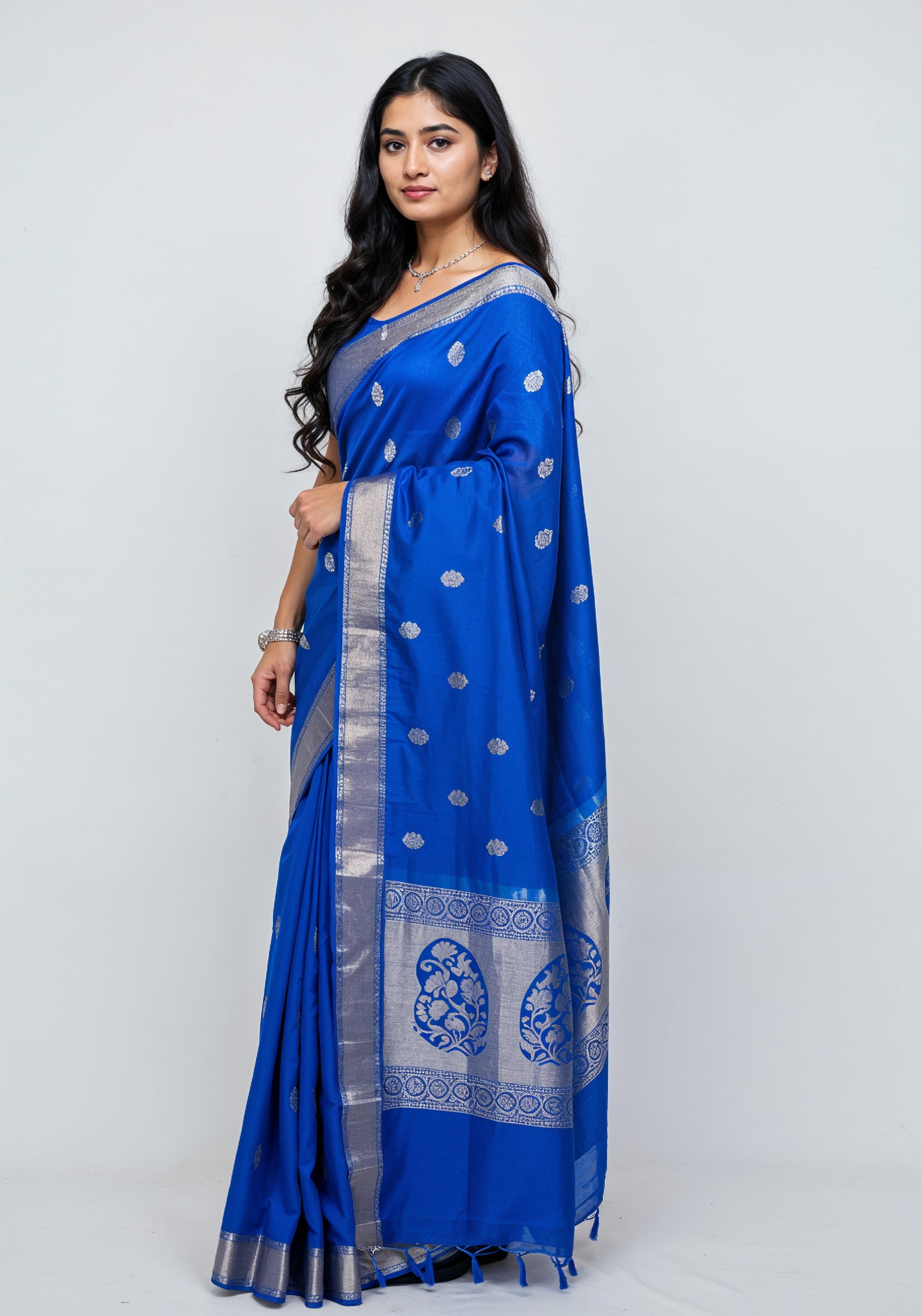 Elegant Young Indian Woman in Traditional Silk Saree Fashion Portrait