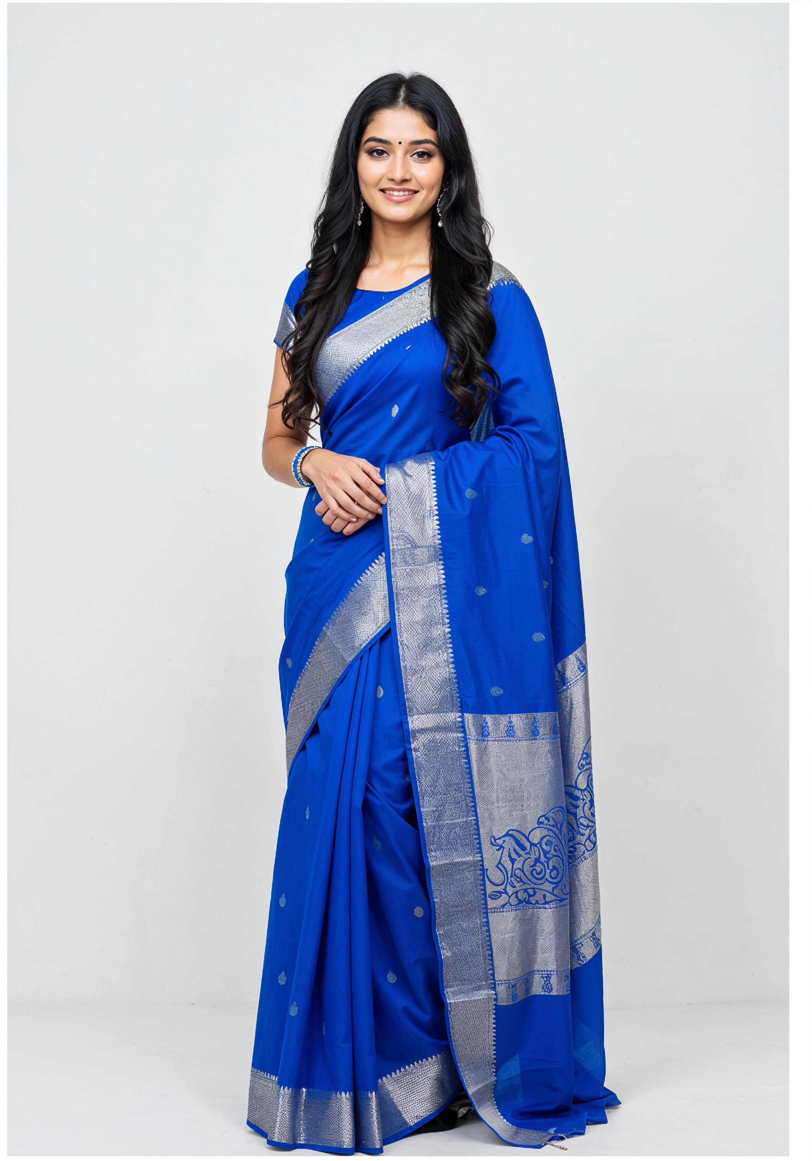 Elegant Young Indian Woman in Traditional Silk Saree Fashion Portrait