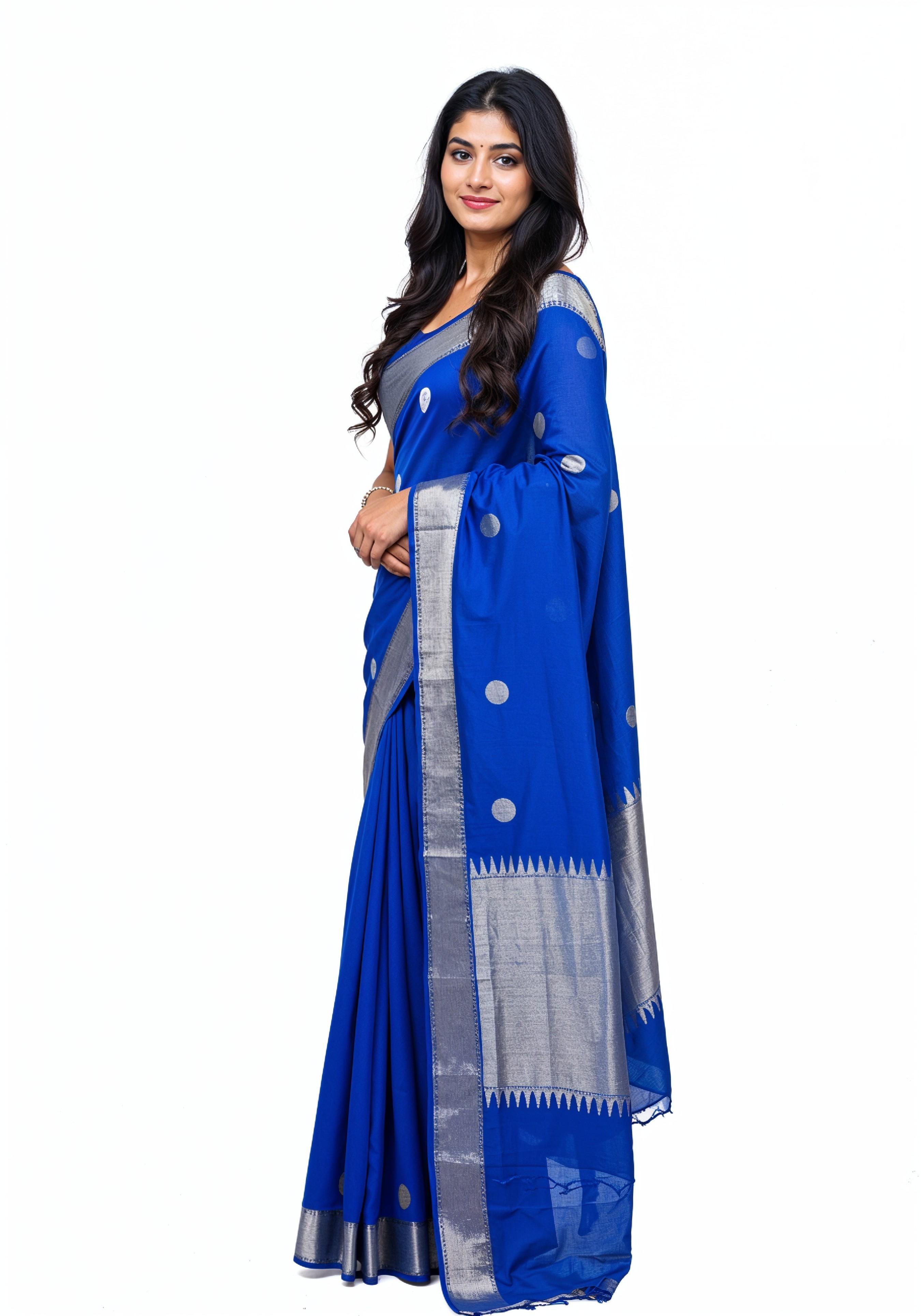 Elegant Young Indian Woman in Traditional Silk Saree Fashion Portrait