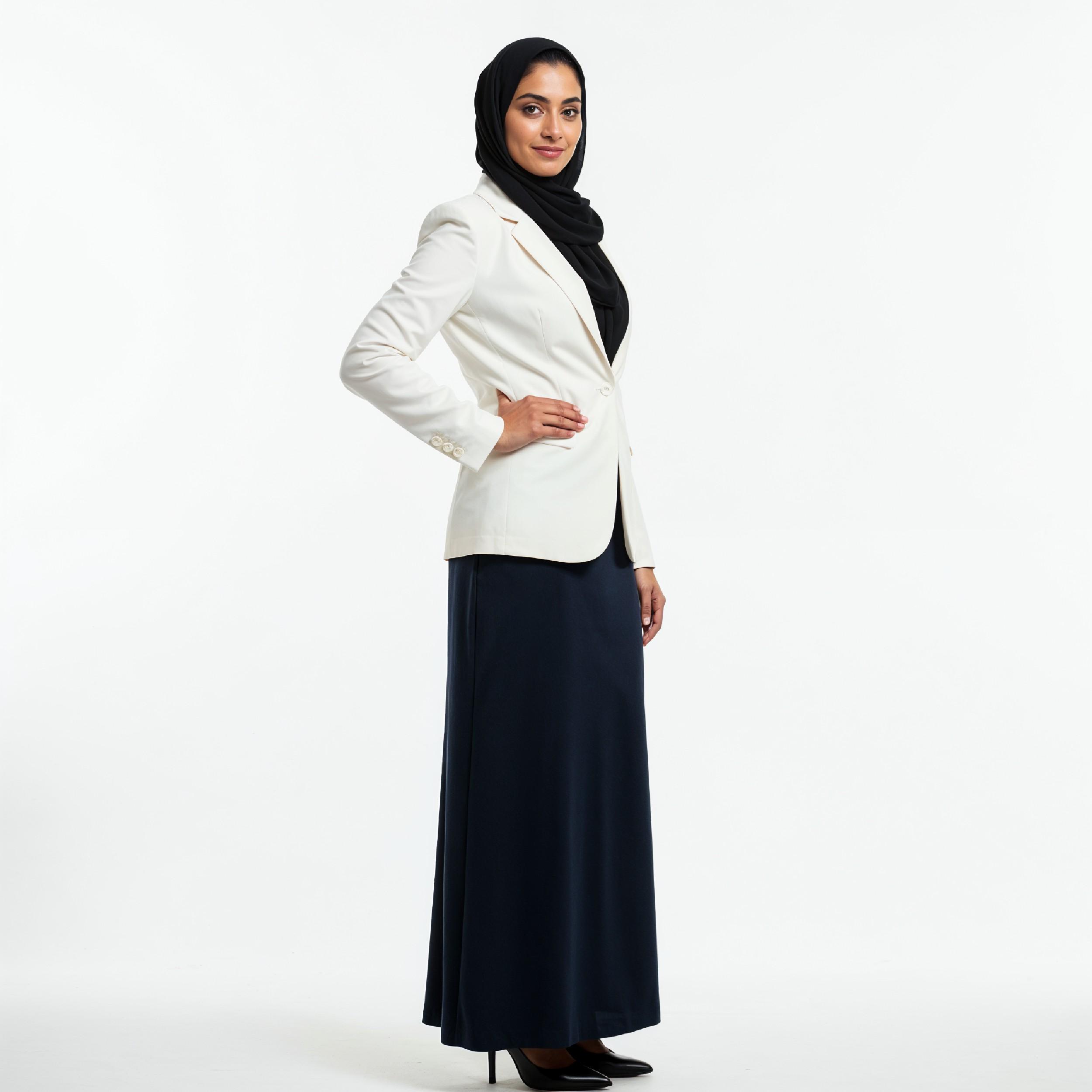 Professional Muslim Business Woman Wearing Hijab and Formal Suit in Studio Portrait