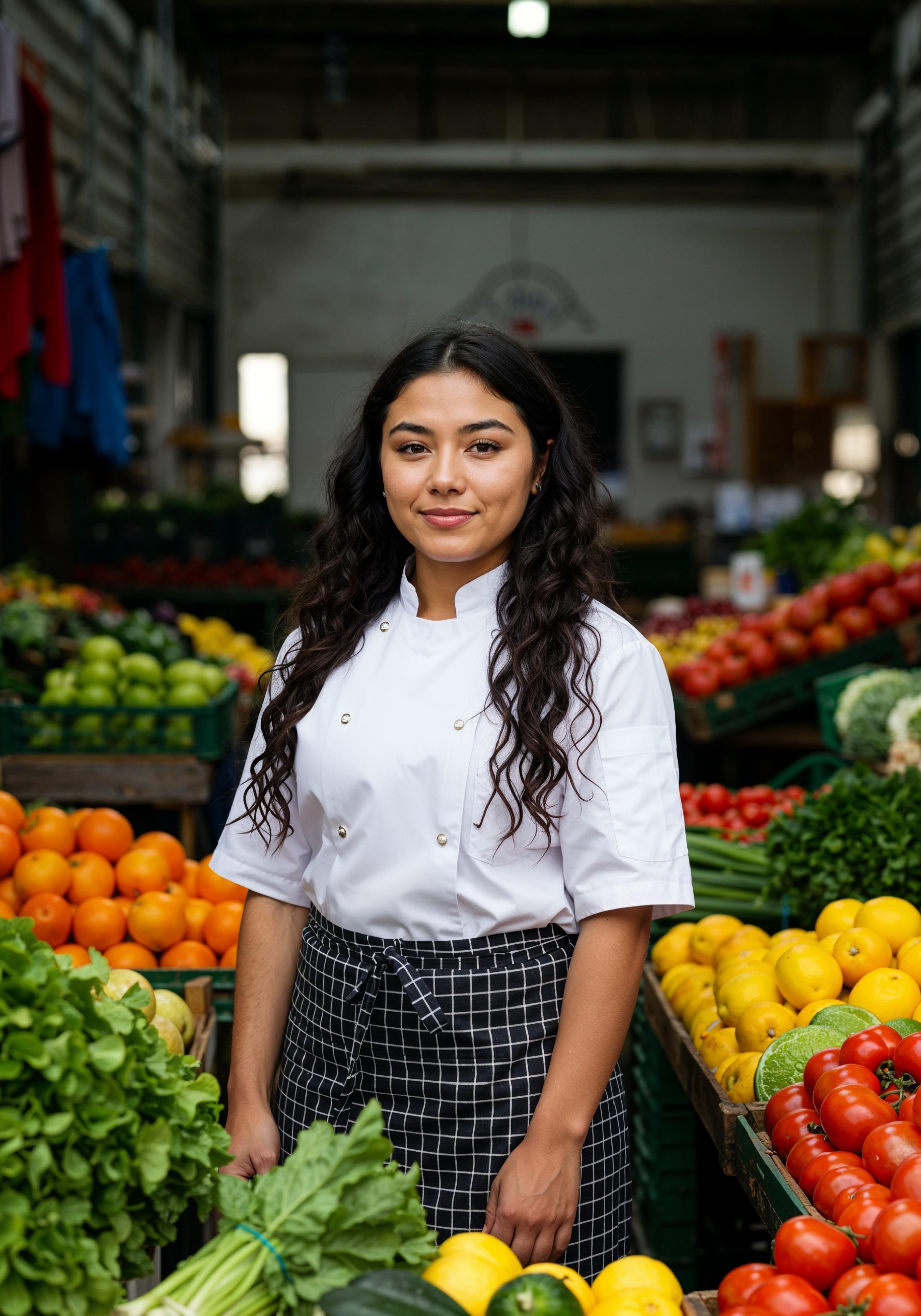 Professional Young Female Chef in Uniform Holding Gourmet Dish in Restaurant Kitchen
