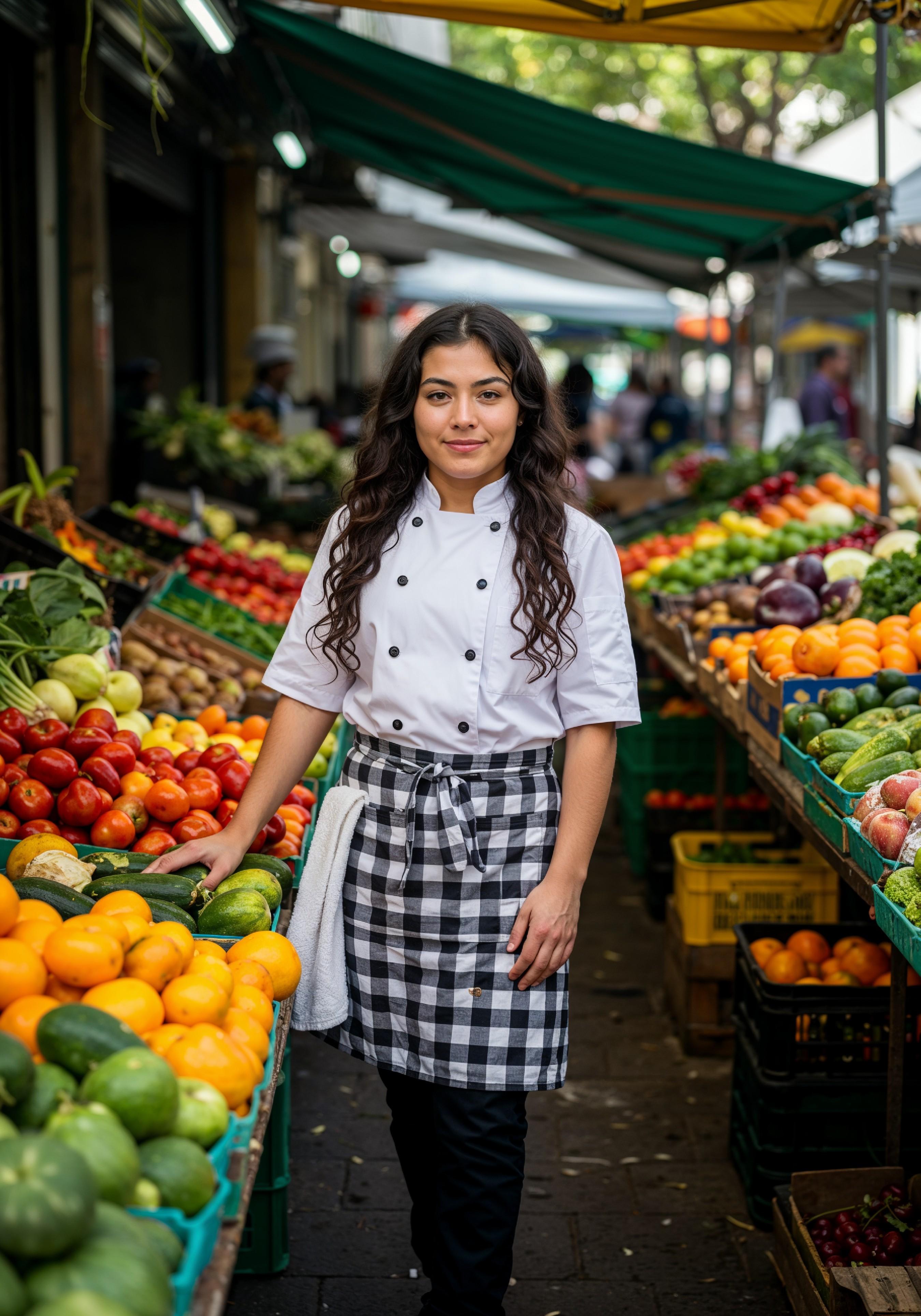 Professional Young Female Chef in Uniform Holding Gourmet Dish in Restaurant Kitchen
