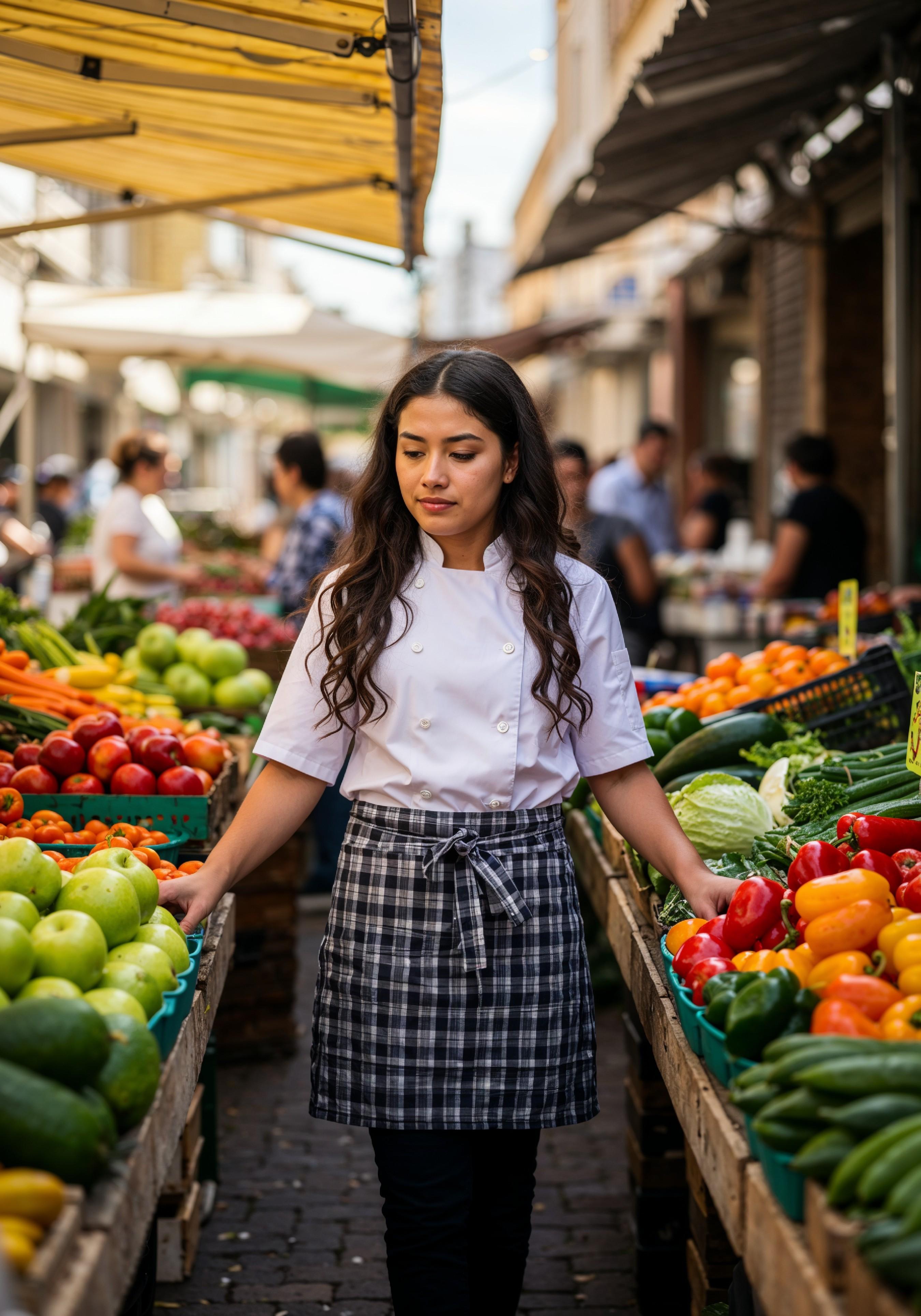 Professional Young Female Chef in Uniform Holding Gourmet Dish in Restaurant Kitchen