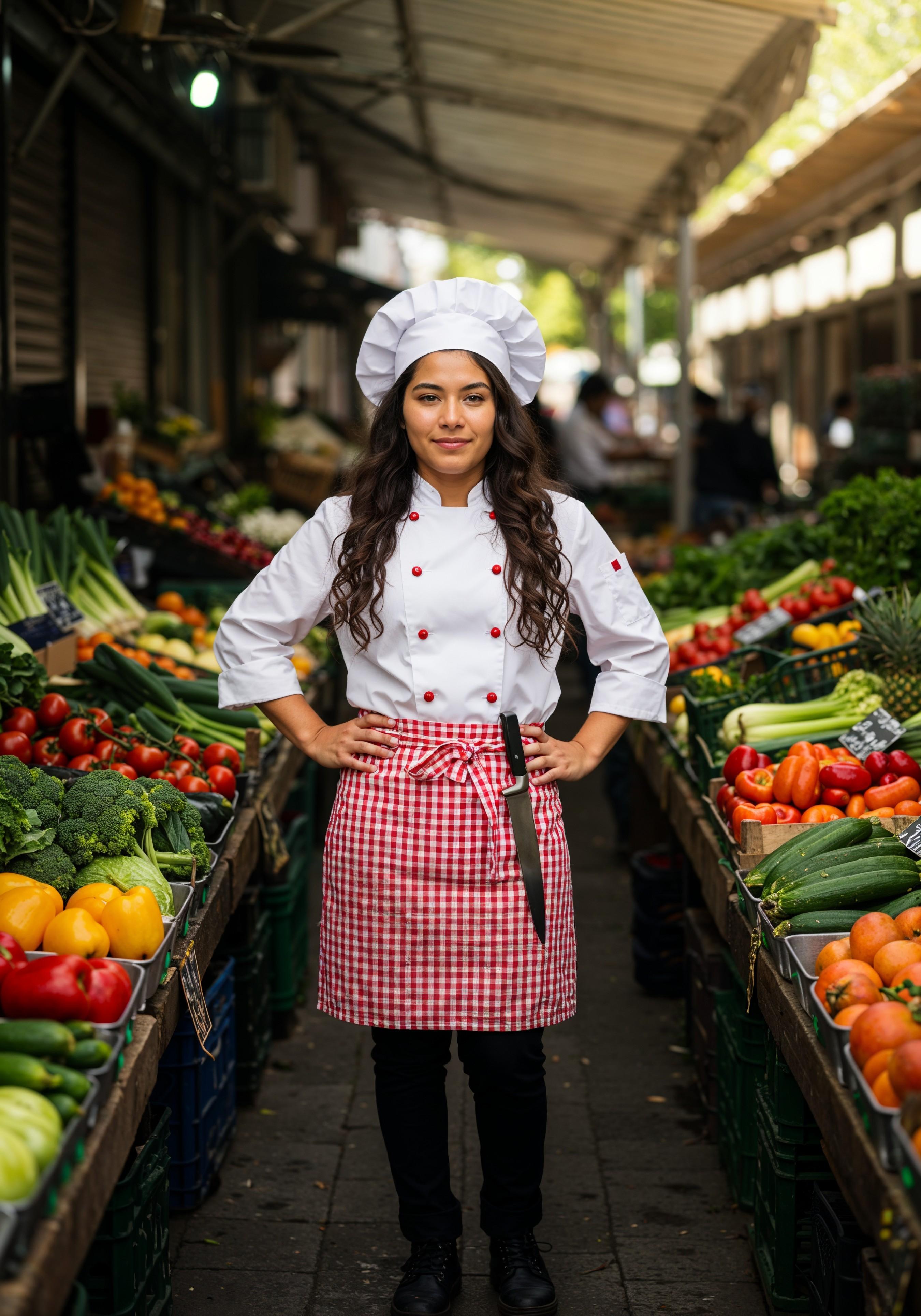 Professional Young Female Chef in Uniform Holding Gourmet Dish in Restaurant Kitchen