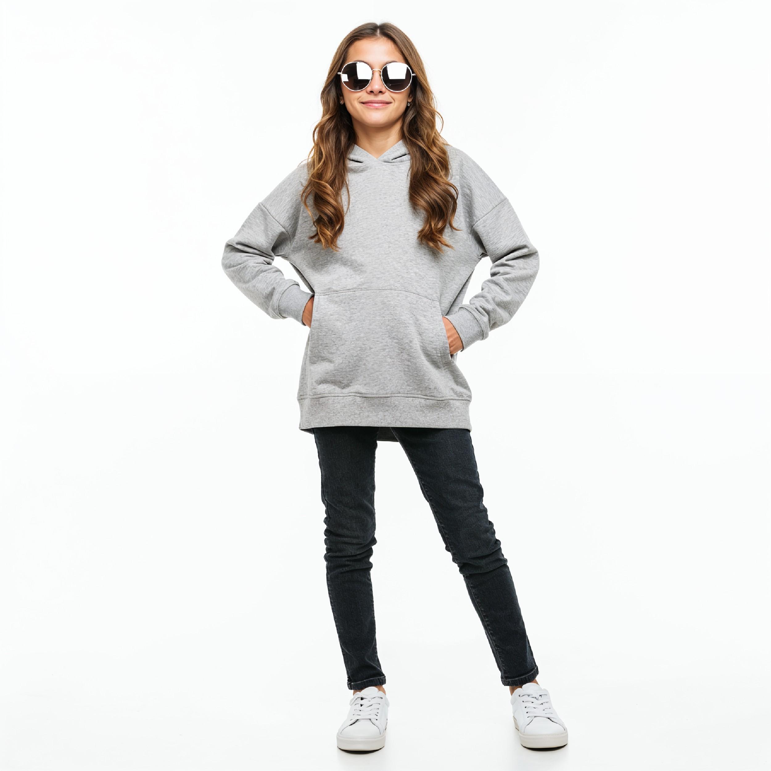 Stylish Young Girl Fashion Portrait Isolated on White Background
