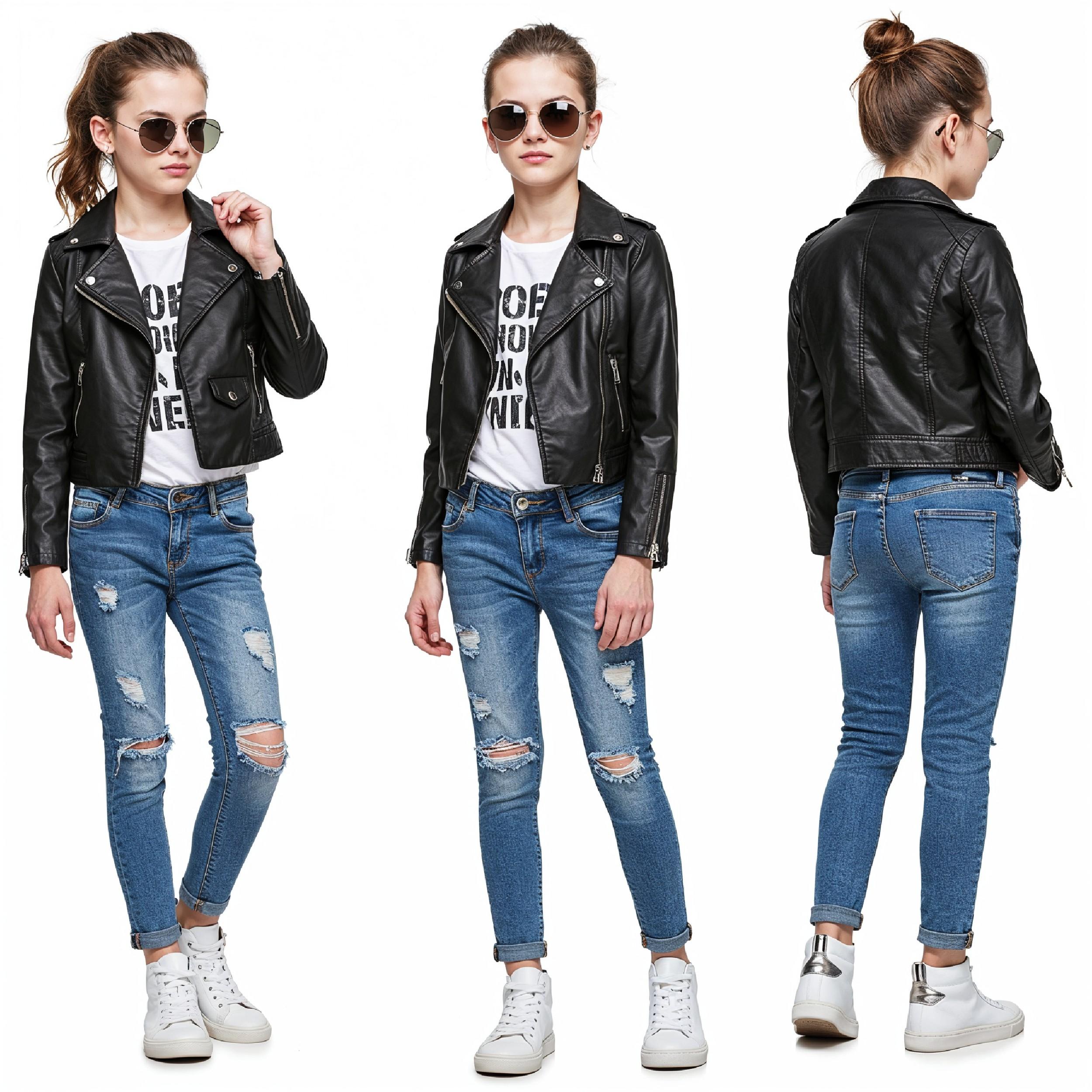 Stylish Young Girl Fashion Portrait Isolated on White Background