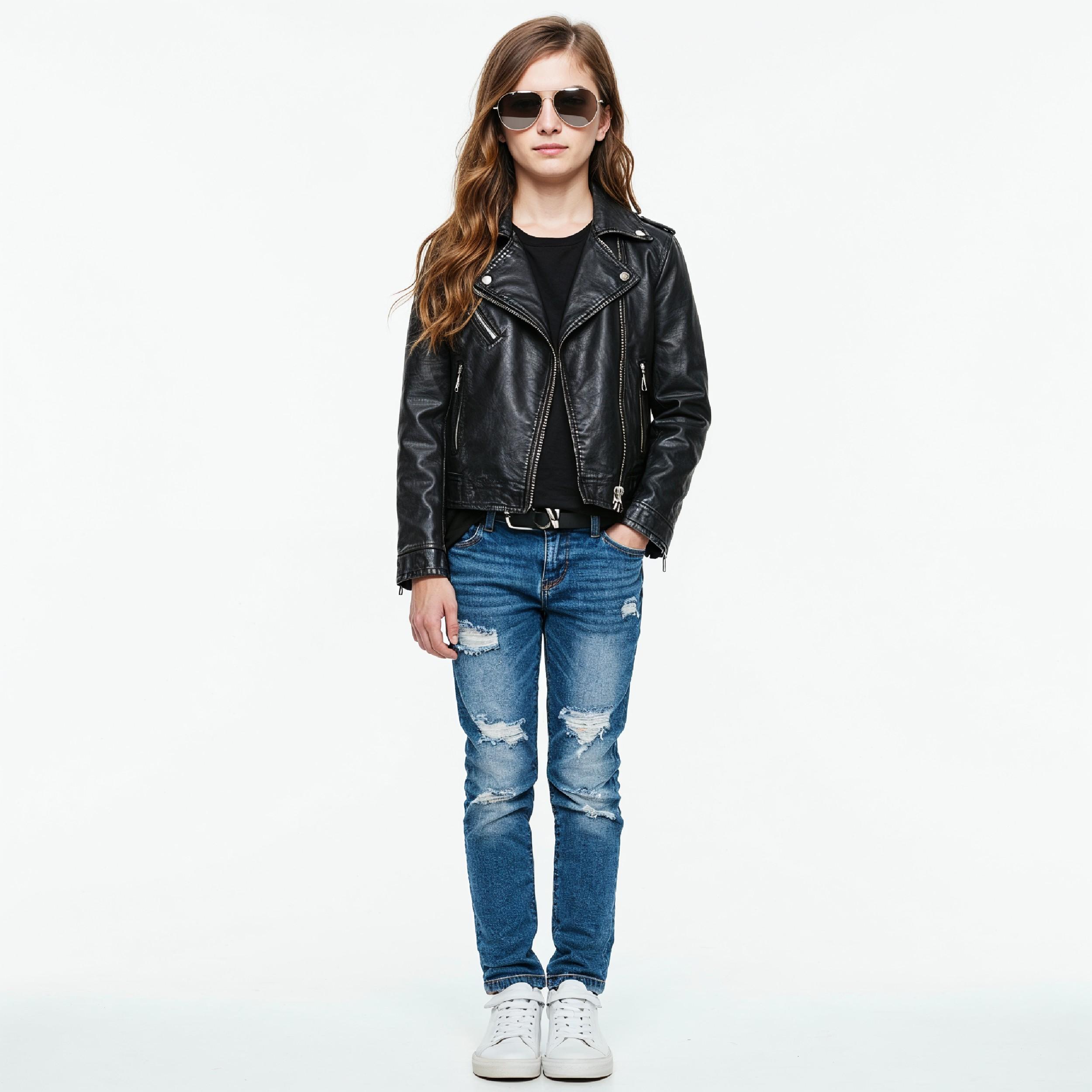 Stylish Young Girl Fashion Portrait Isolated on White Background