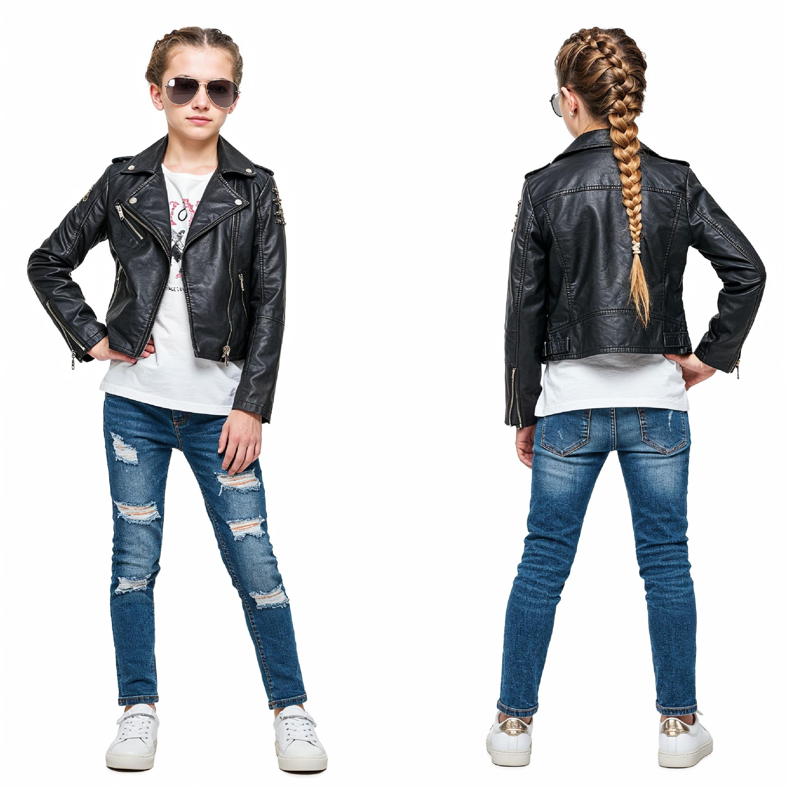 Stylish Young Girl Fashion Portrait Isolated on White Background