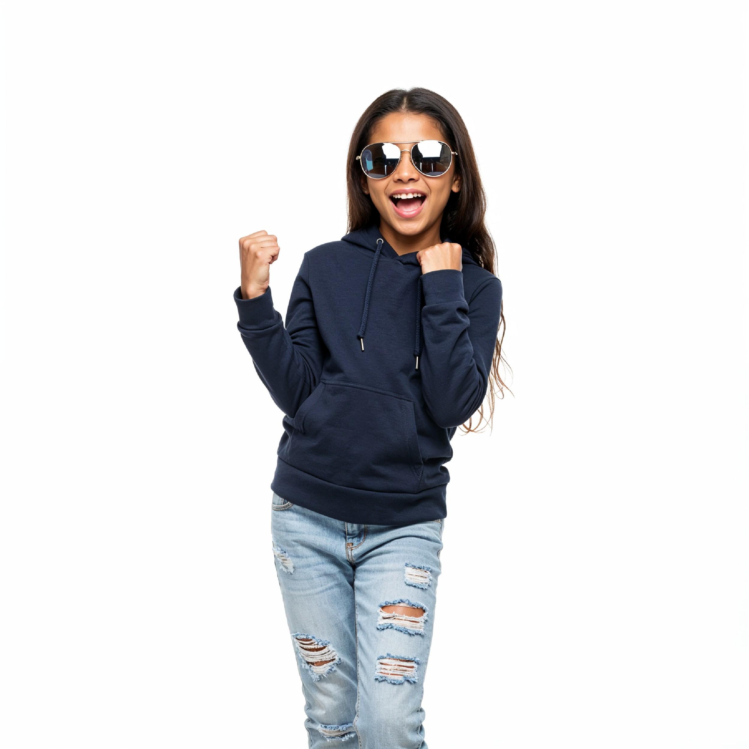 Stylish Young Girl Fashion Portrait Isolated on White Background