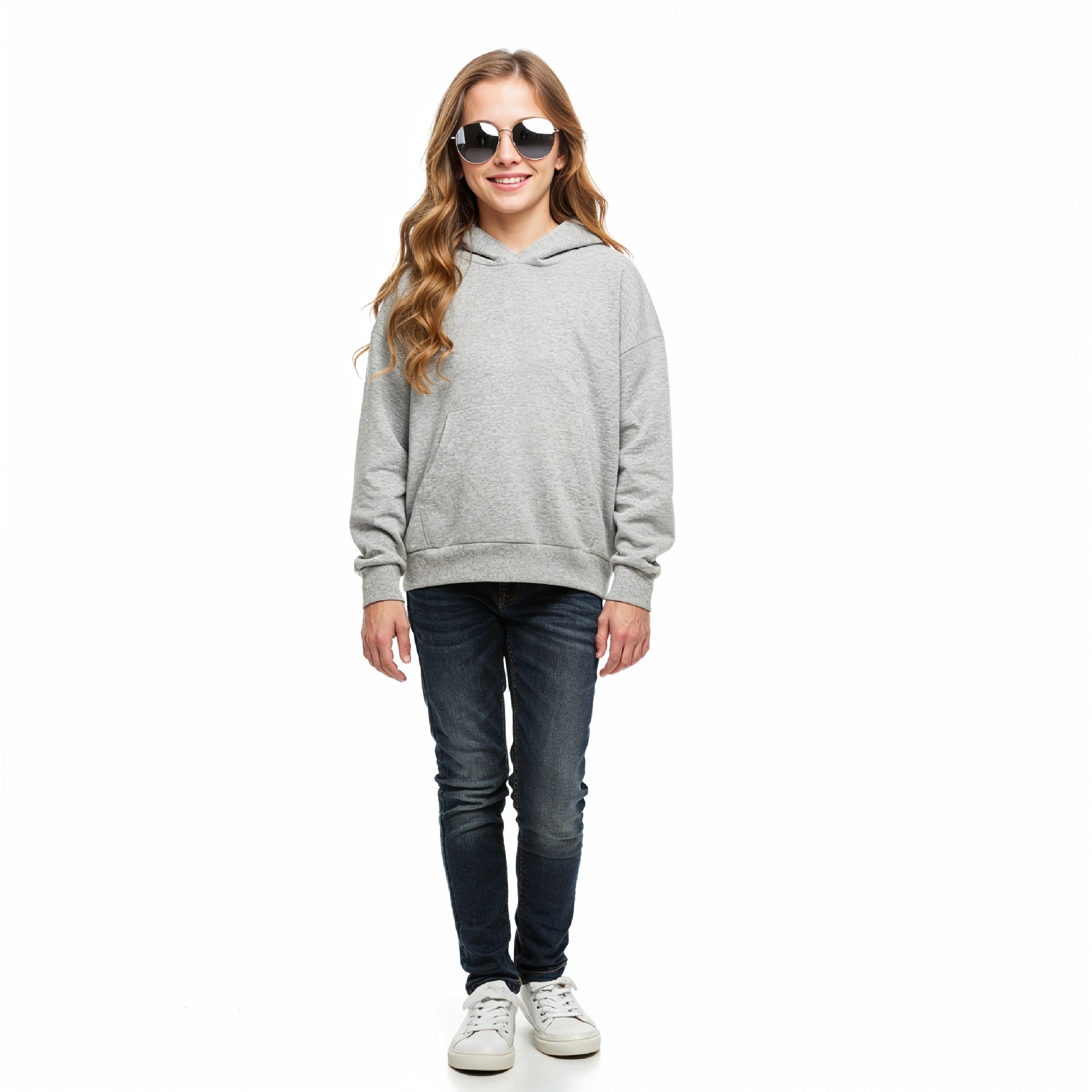 Stylish Young Girl Fashion Portrait Isolated on White Background