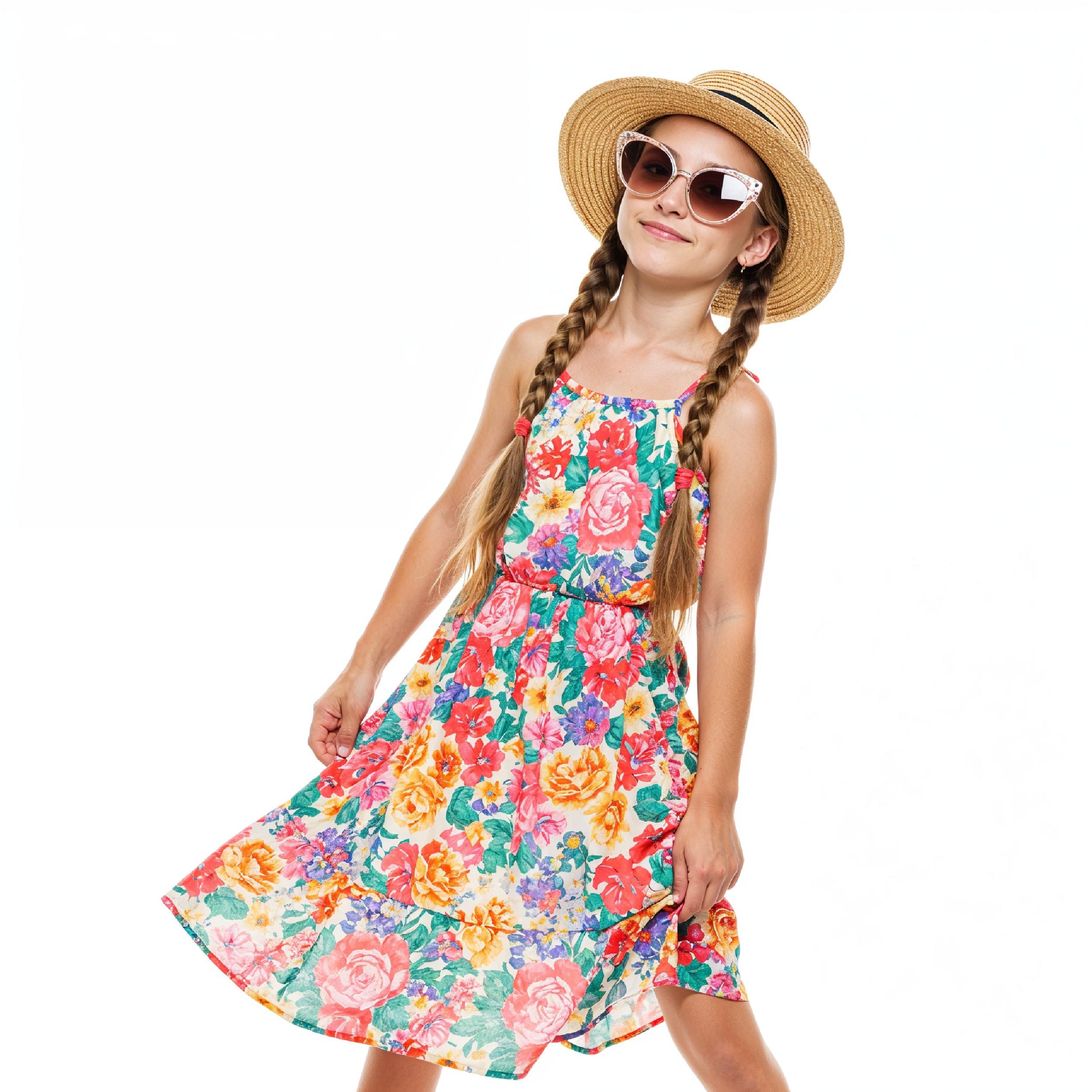 Stylish Young Girl Fashion Portrait Isolated on White Background