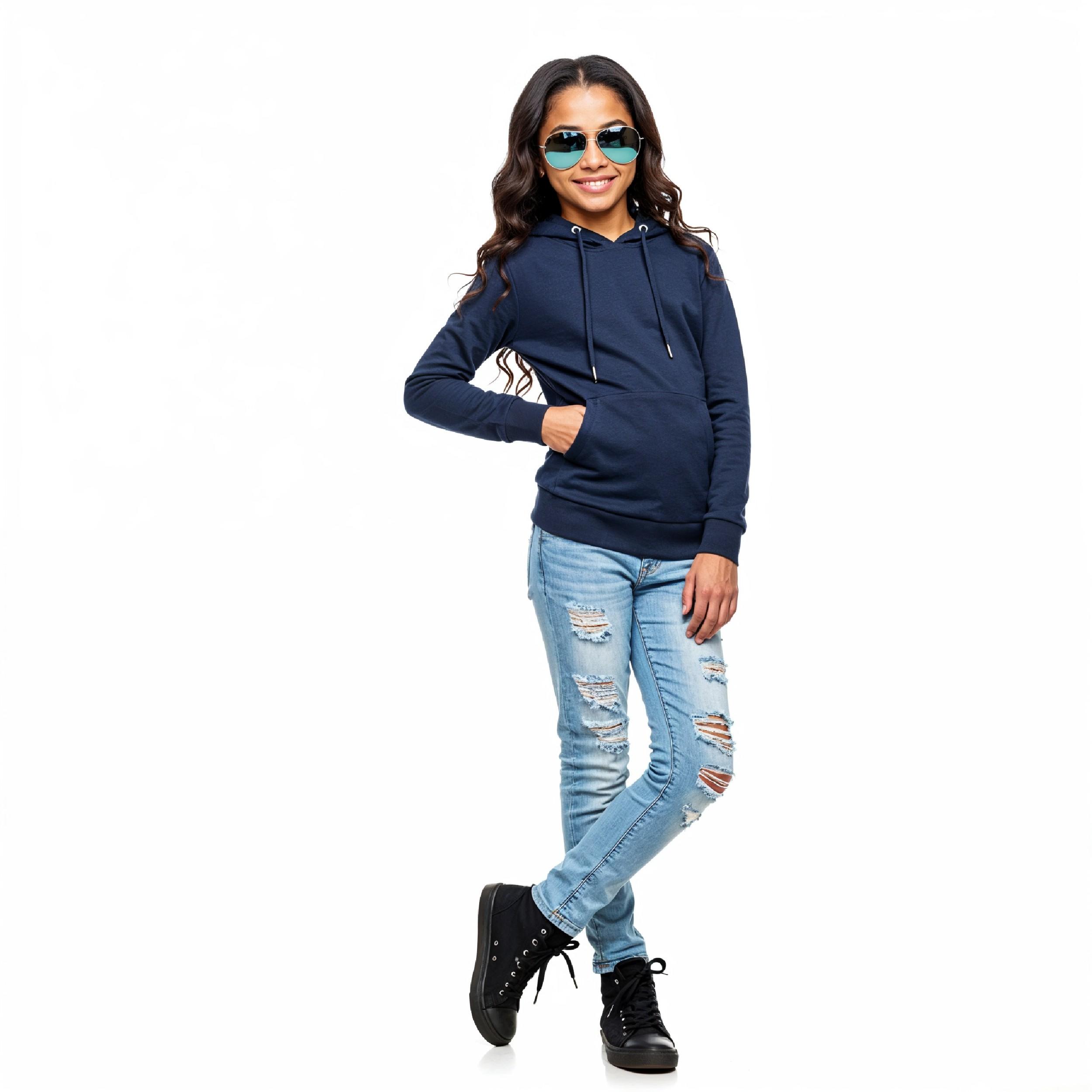 Stylish Young Girl Fashion Portrait Isolated on White Background