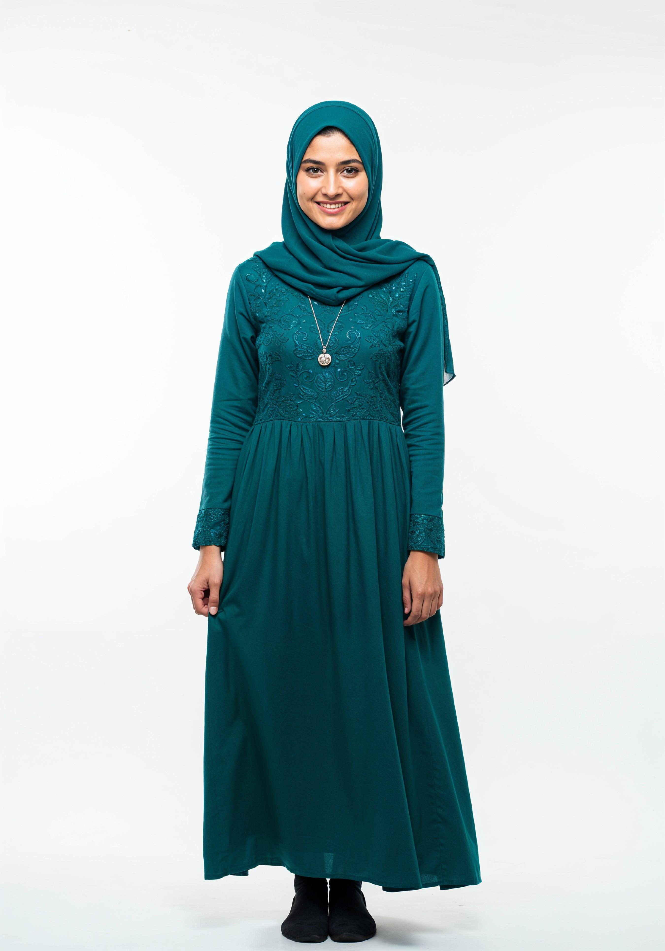 Young Muslim Woman in Modest Traditional Attire Educational Portrait