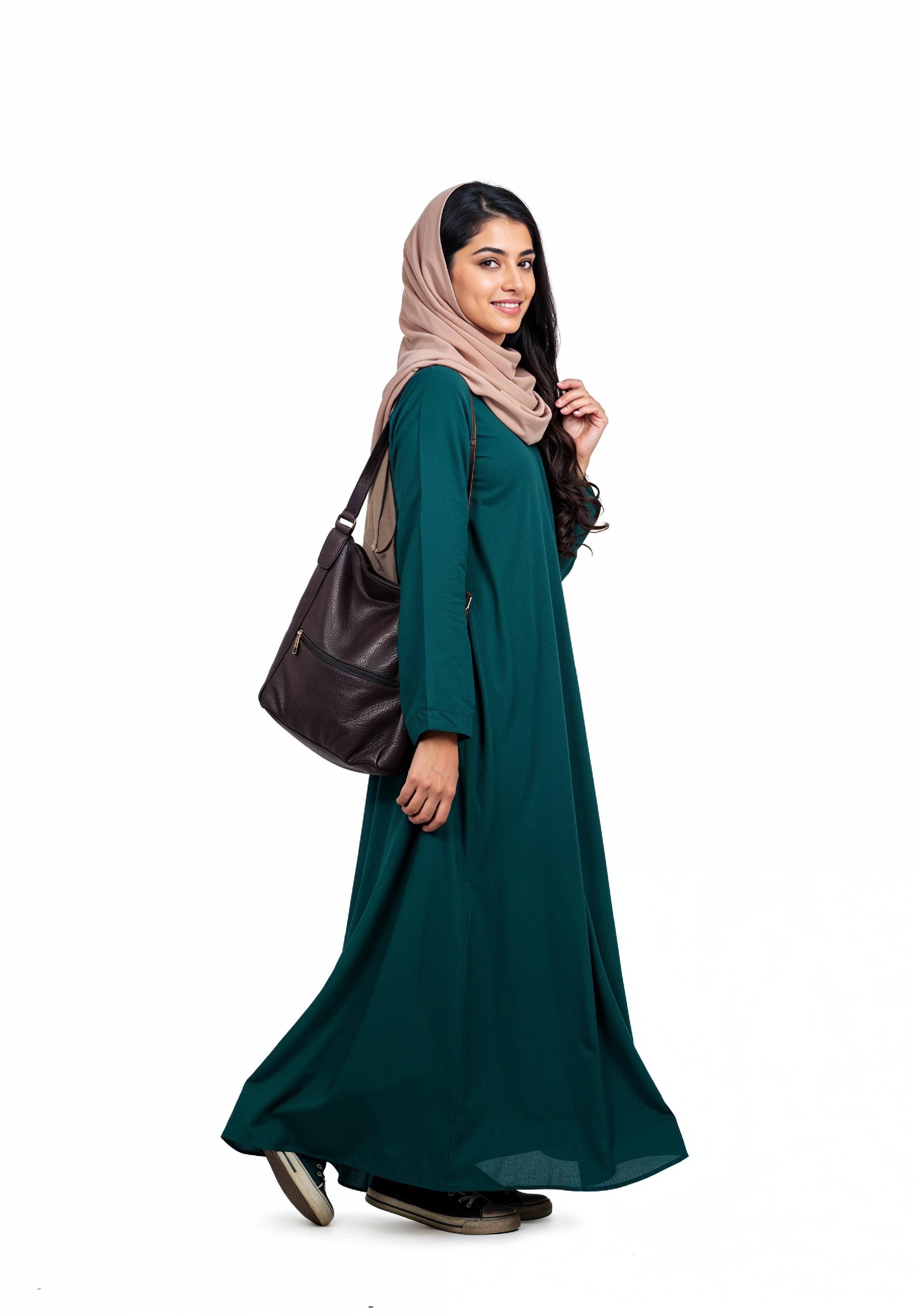 Young Muslim Woman in Modest Traditional Attire Educational Portrait