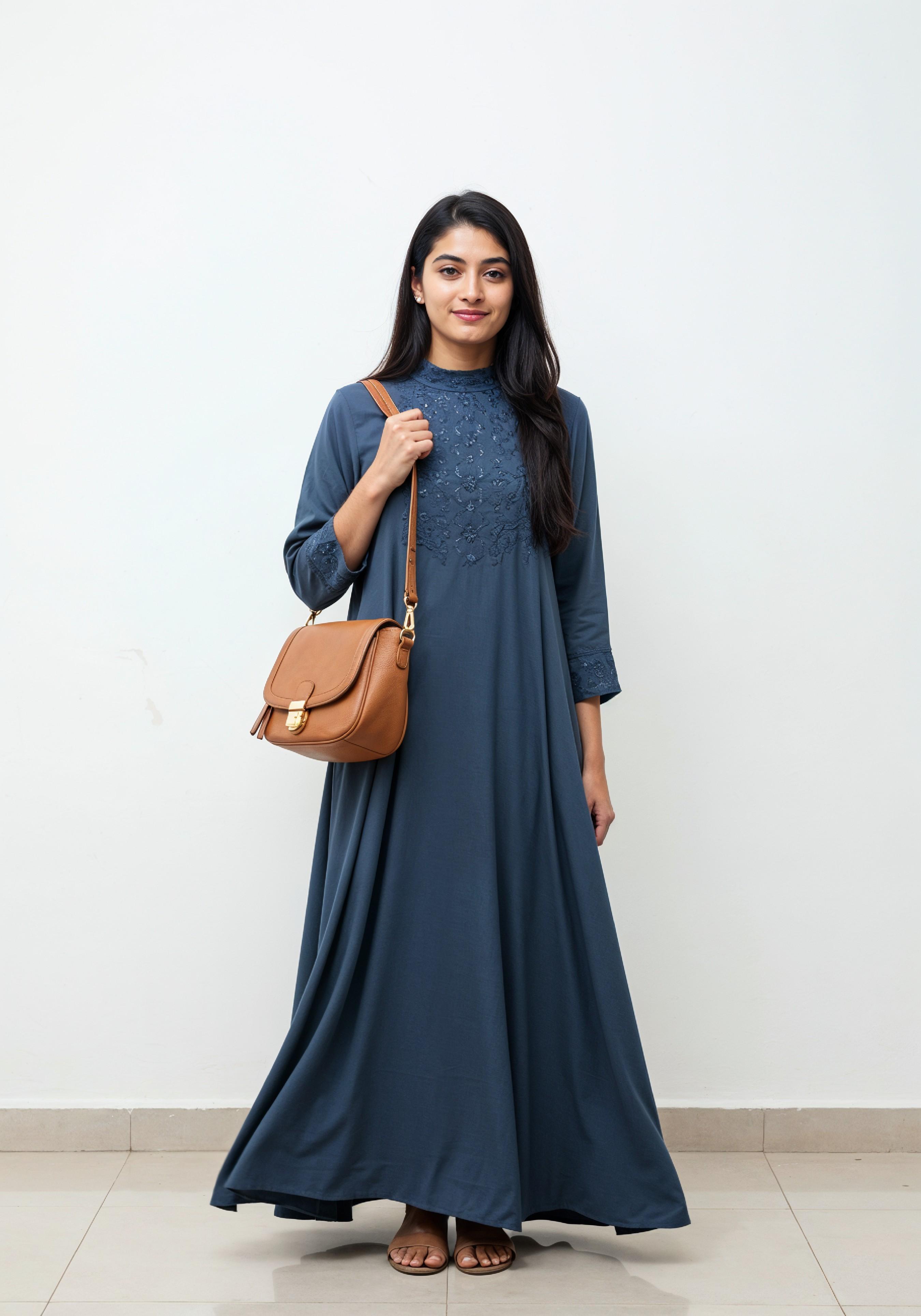 Young Muslim Woman in Modest Traditional Attire Educational Portrait
