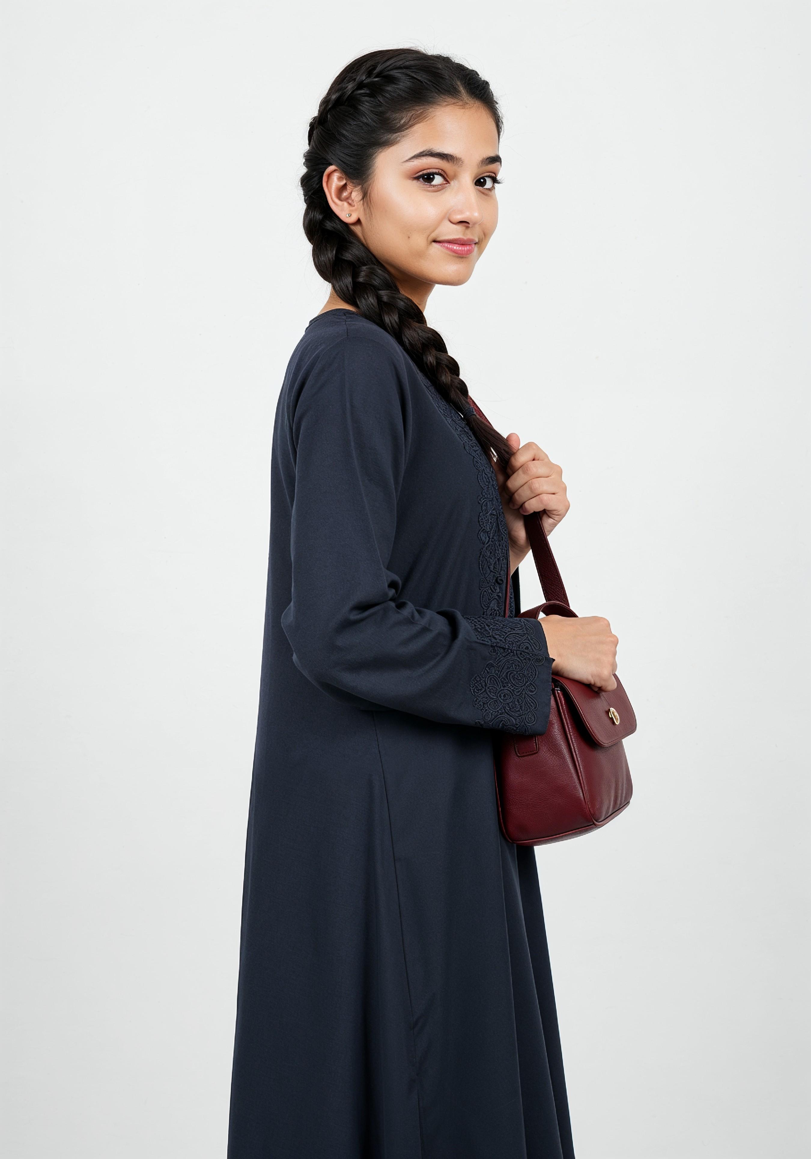 Young Muslim Woman in Modest Traditional Attire Educational Portrait