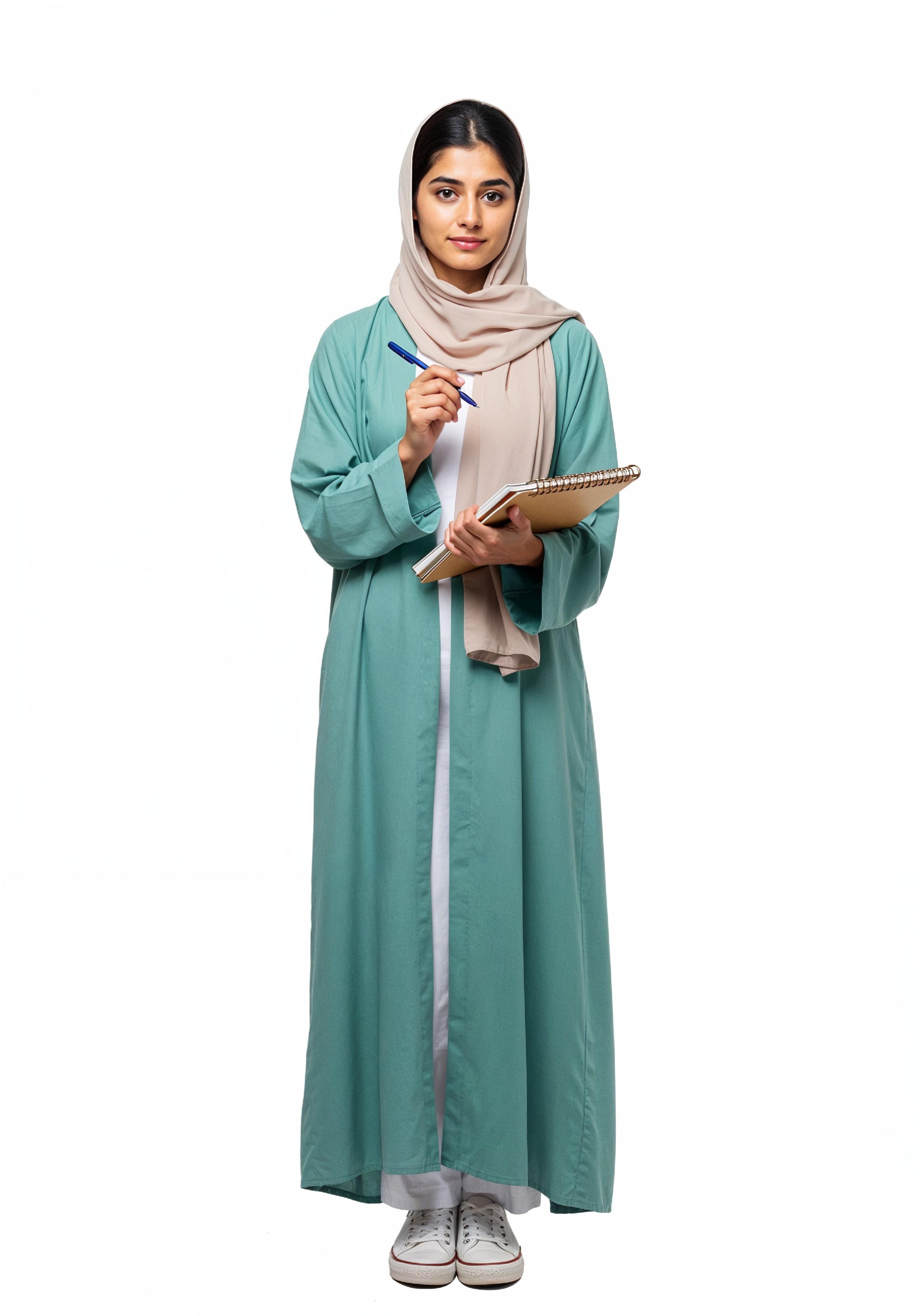 Young Muslim Woman in Modest Traditional Attire Educational Portrait