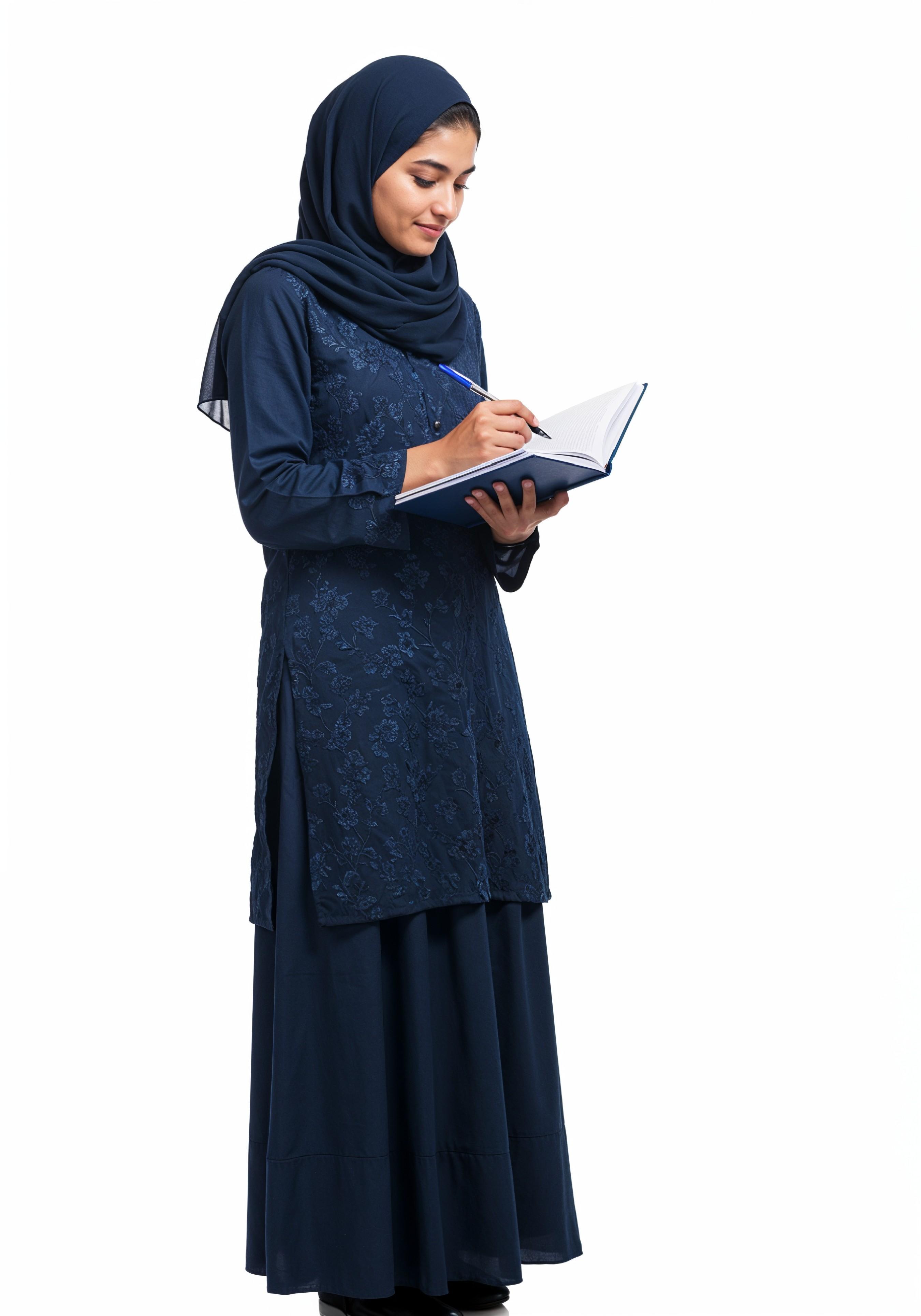 Young Muslim Woman in Modest Traditional Attire Educational Portrait