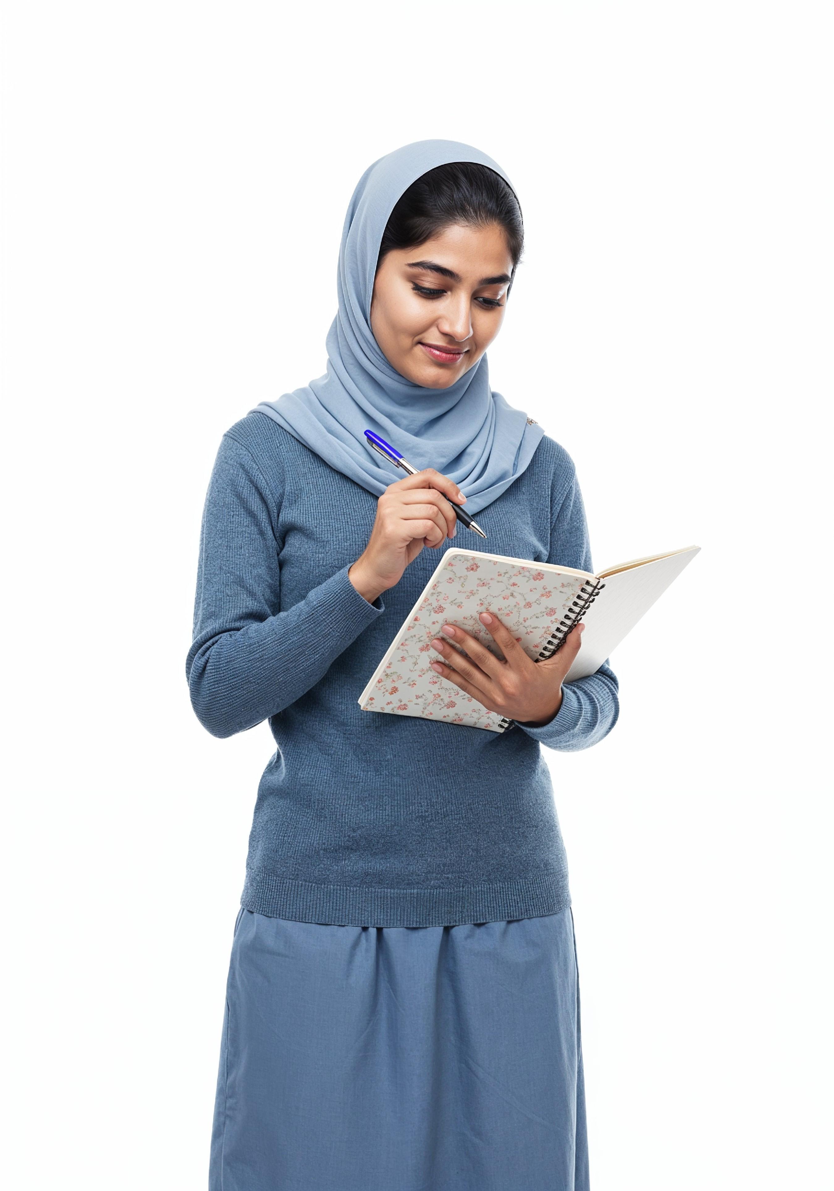 Young Muslim Woman in Modest Traditional Attire Educational Portrait