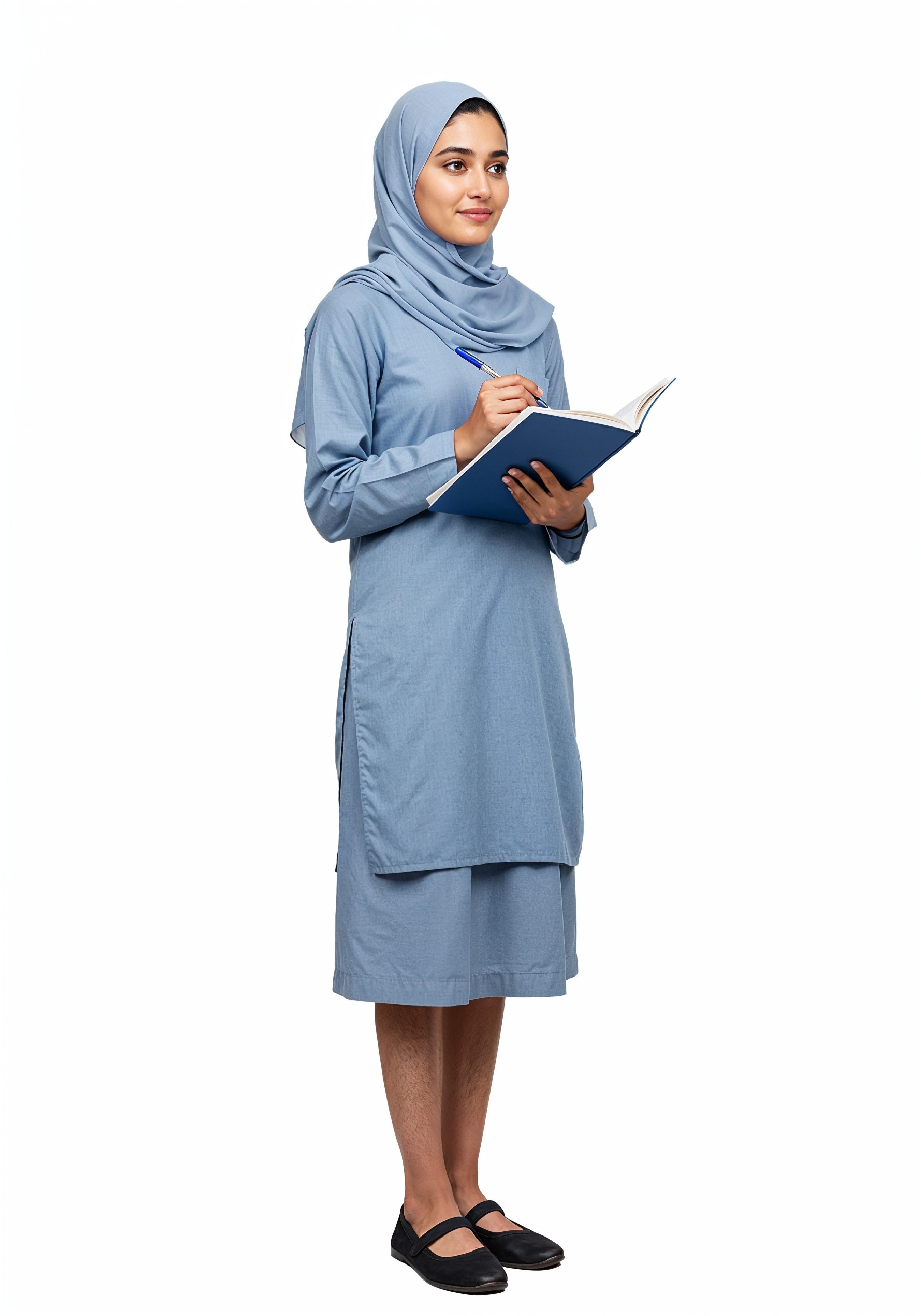 Young Muslim Woman in Modest Traditional Attire Educational Portrait