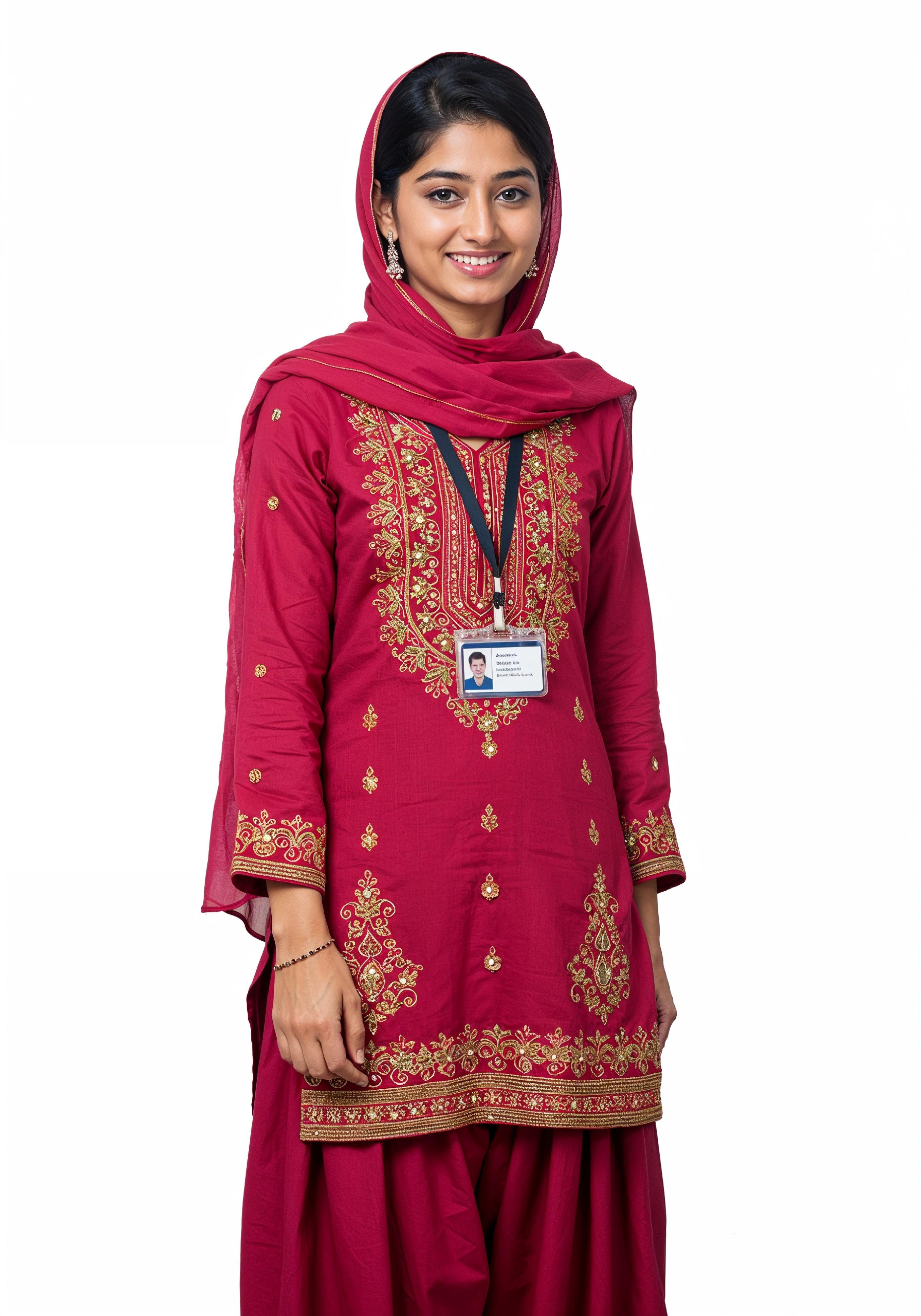 Young Muslim Woman in Modest Traditional Attire Educational Portrait