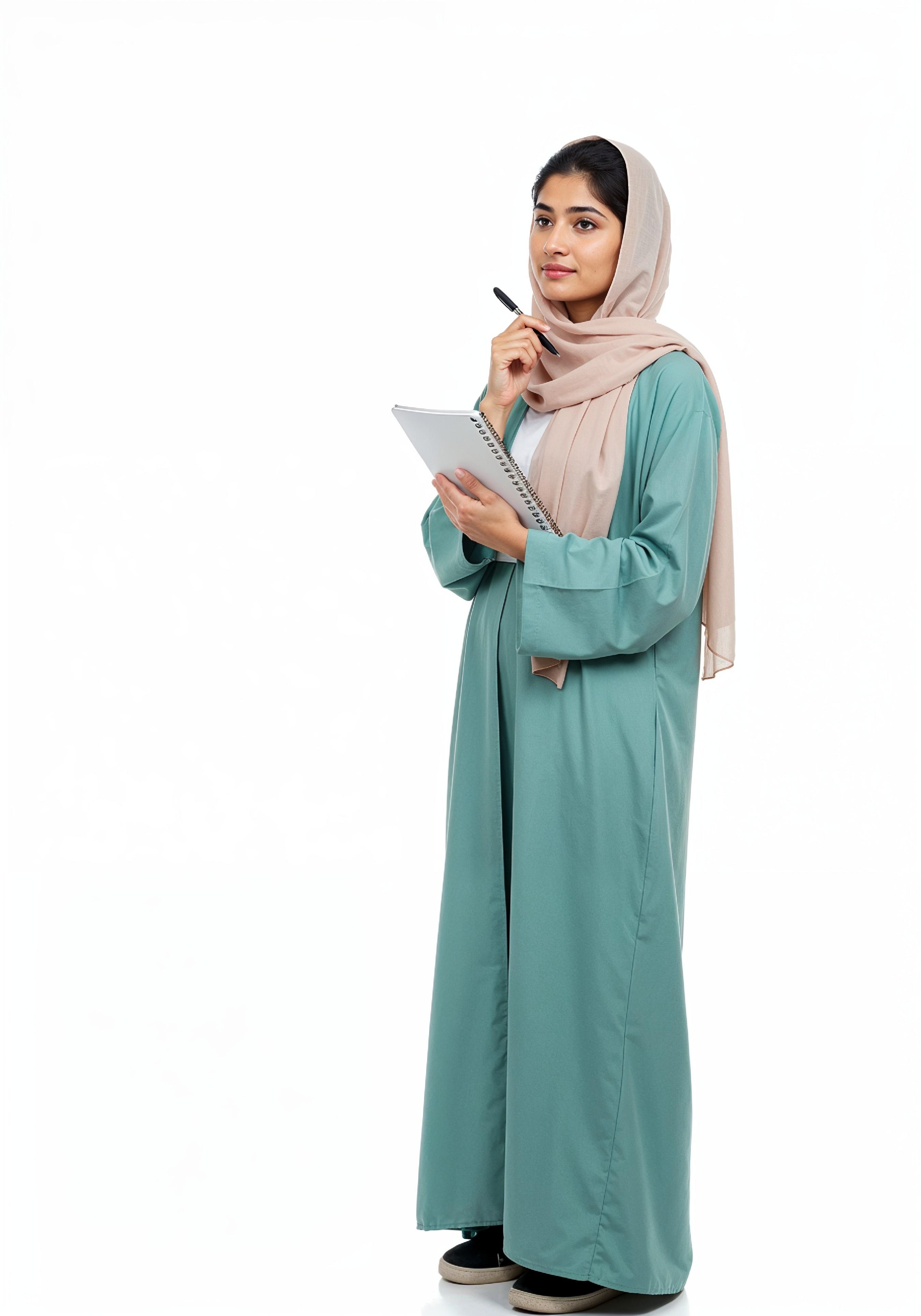 Young Muslim Woman in Modest Traditional Attire Educational Portrait