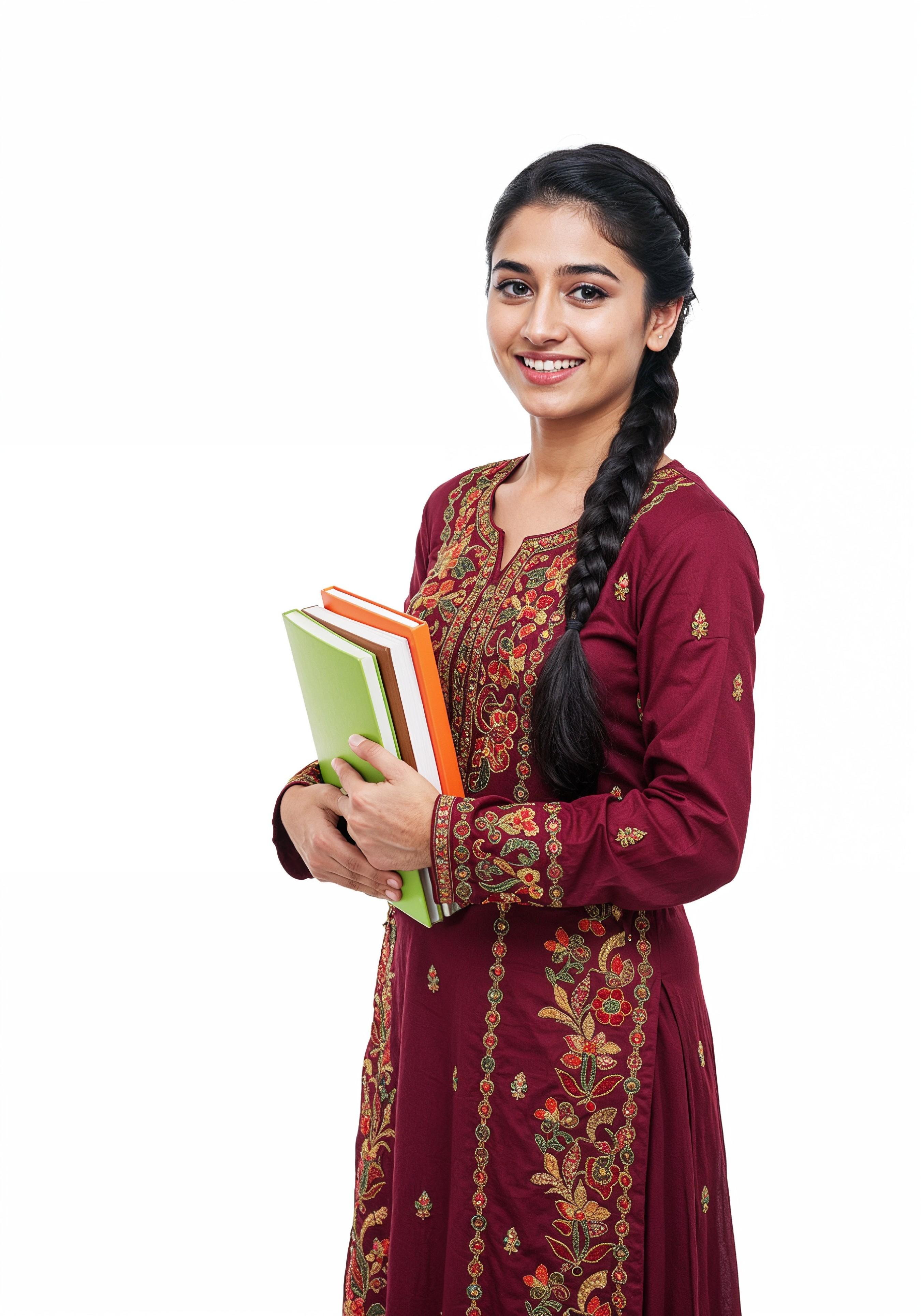 Young Muslim Woman in Modest Traditional Attire Educational Portrait