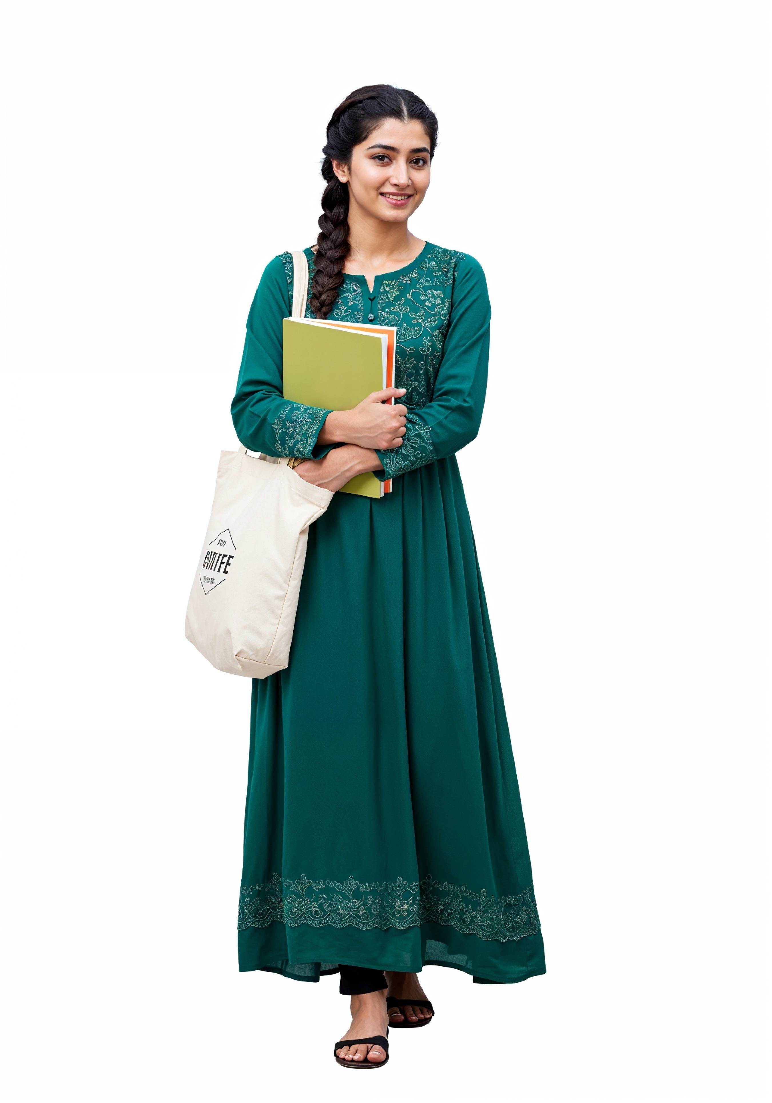 Young Muslim Woman in Modest Traditional Attire Educational Portrait