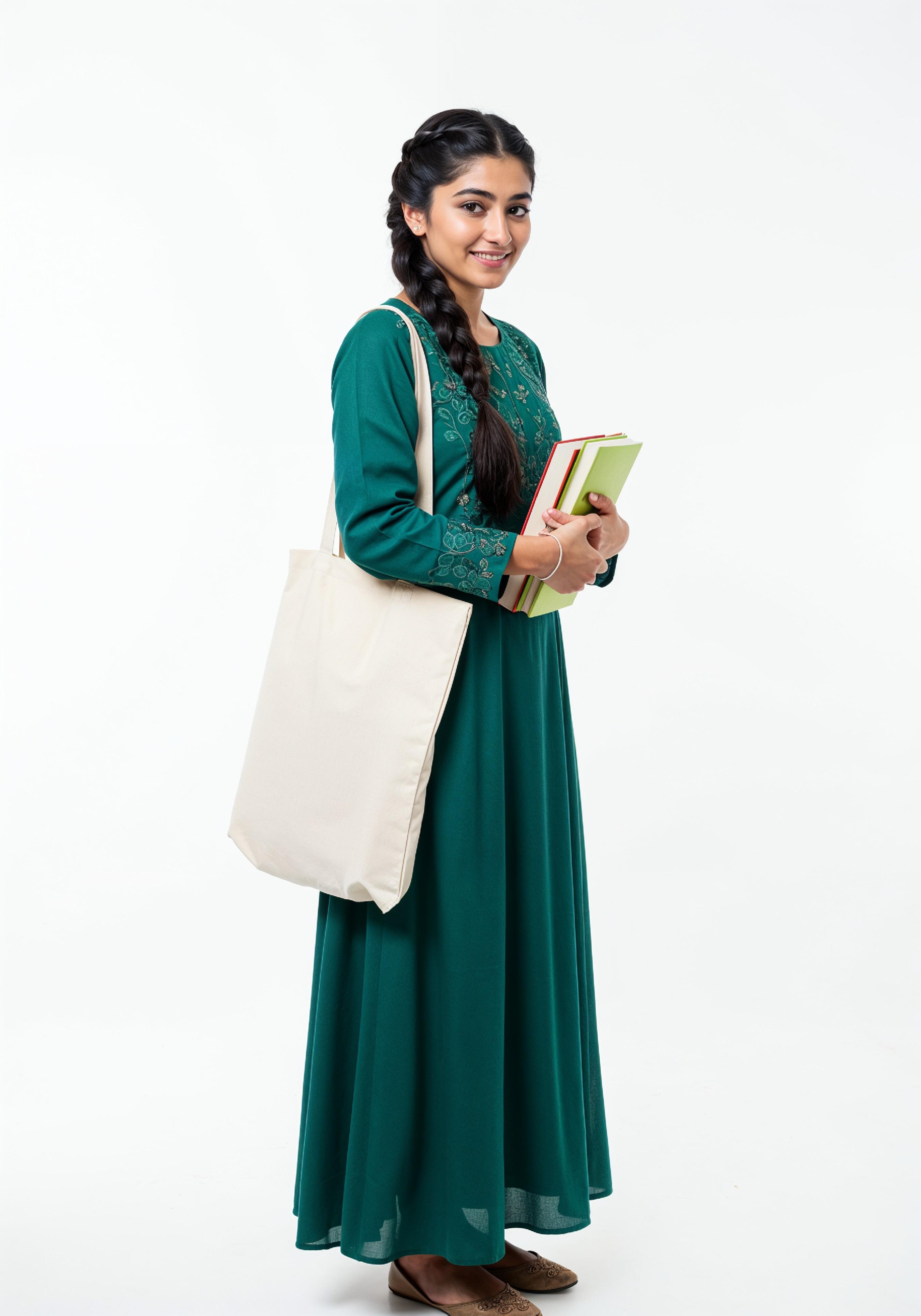Young Muslim Woman in Modest Traditional Attire Educational Portrait