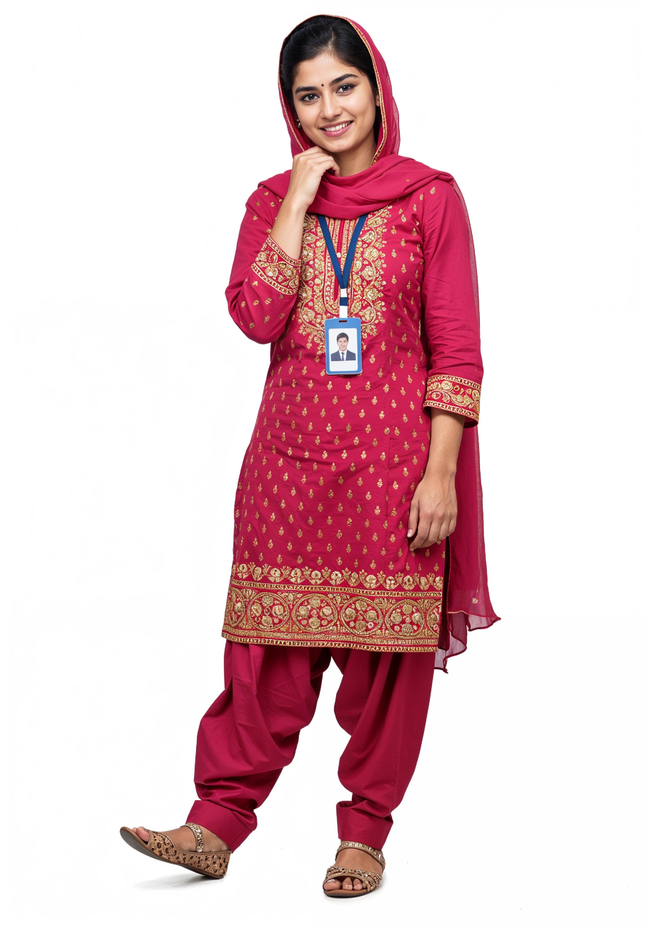 Young Muslim Woman in Modest Traditional Attire Educational Portrait