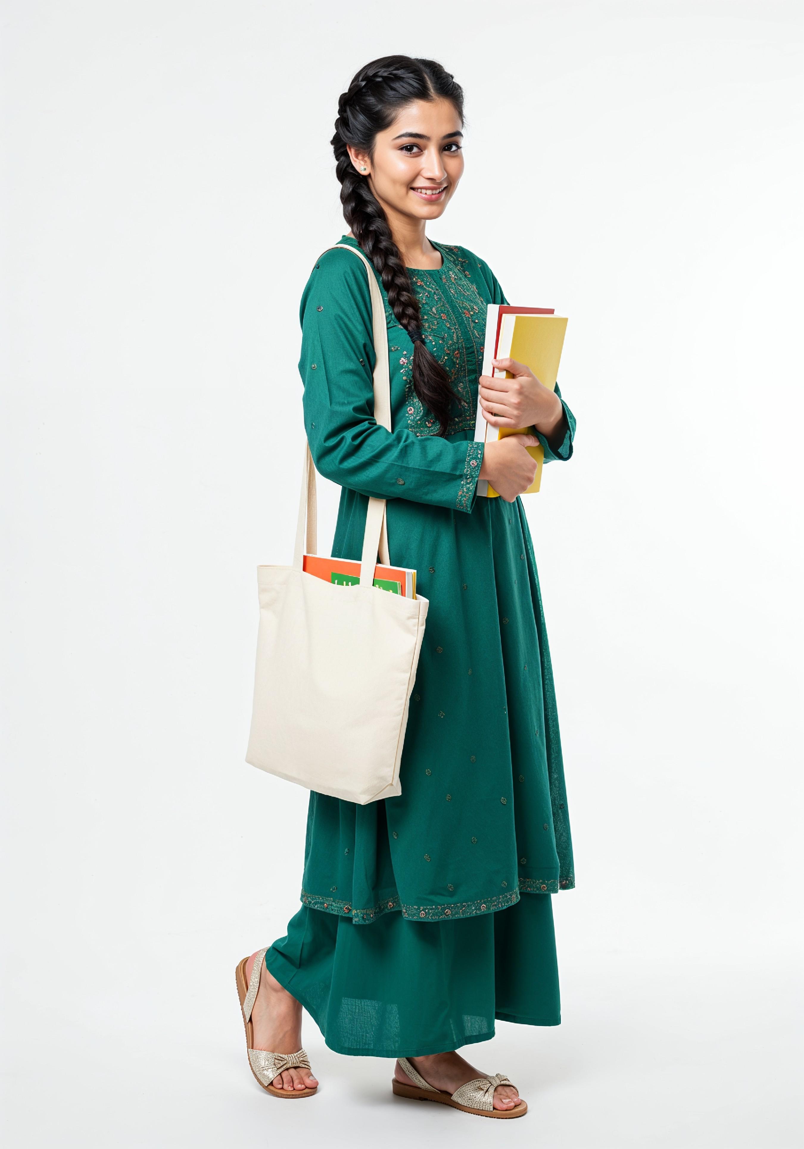 Young Muslim Woman in Modest Traditional Attire Educational Portrait