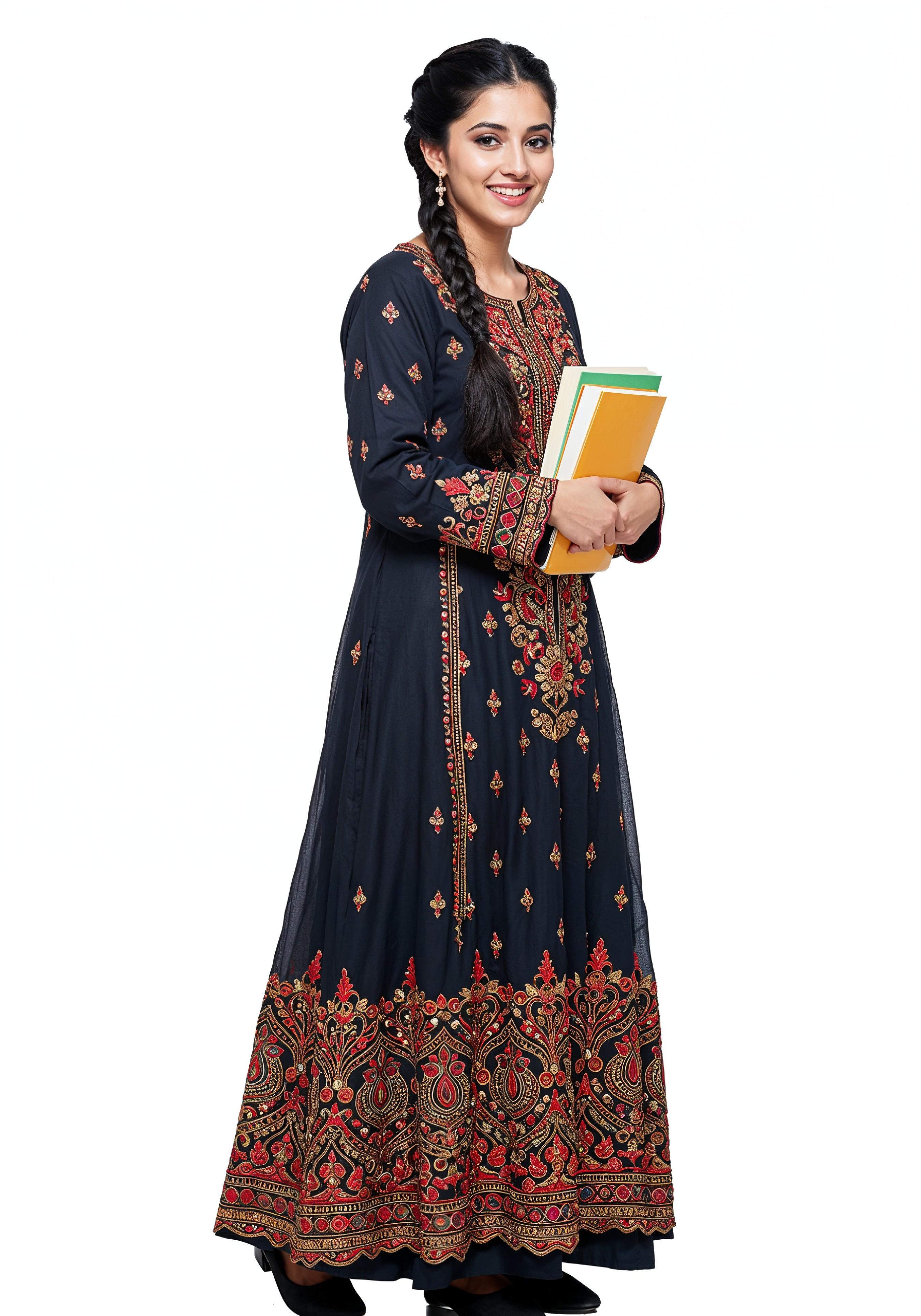 Young Muslim Woman in Modest Traditional Attire Educational Portrait