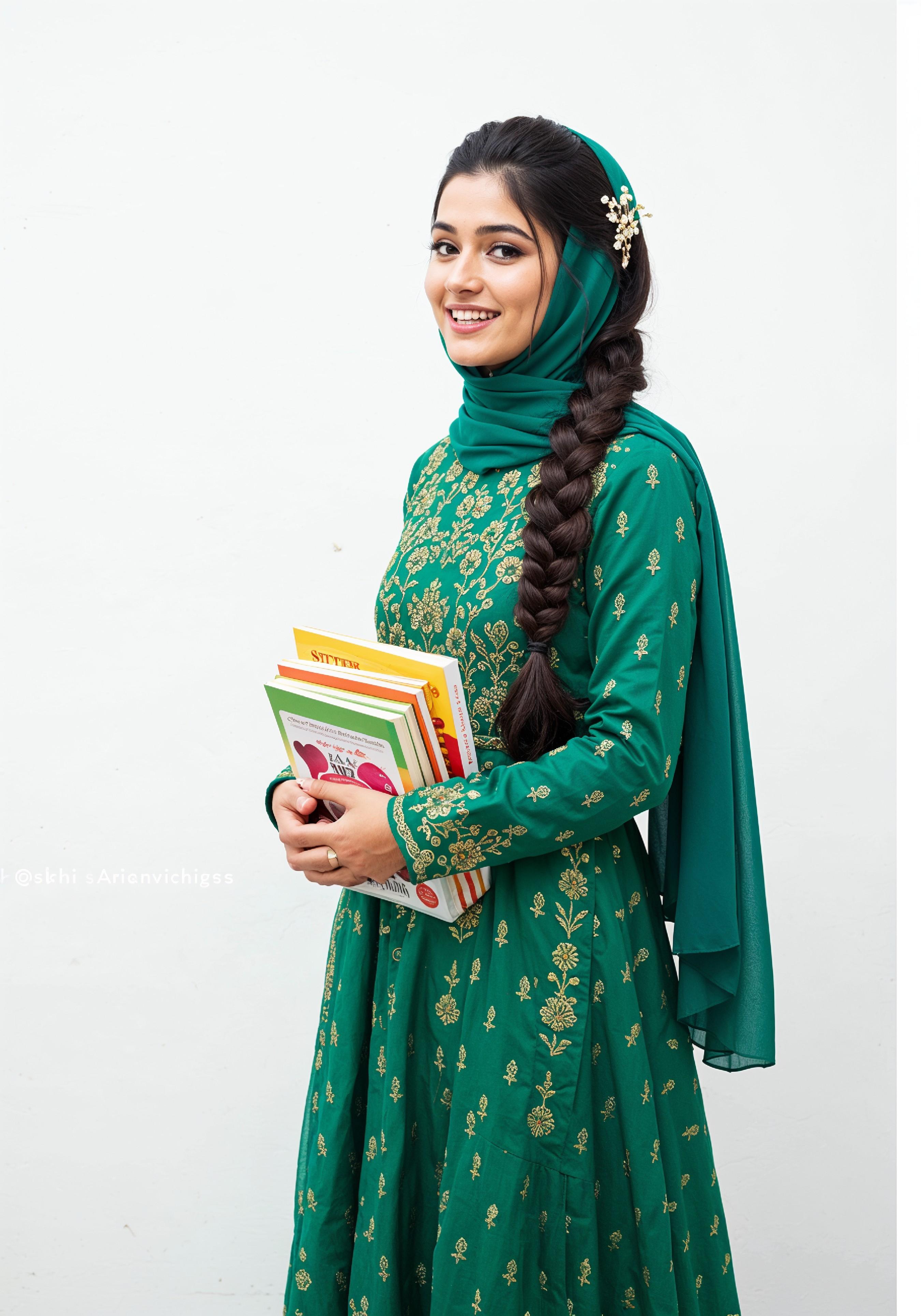 Young Muslim Woman in Modest Traditional Attire Educational Portrait