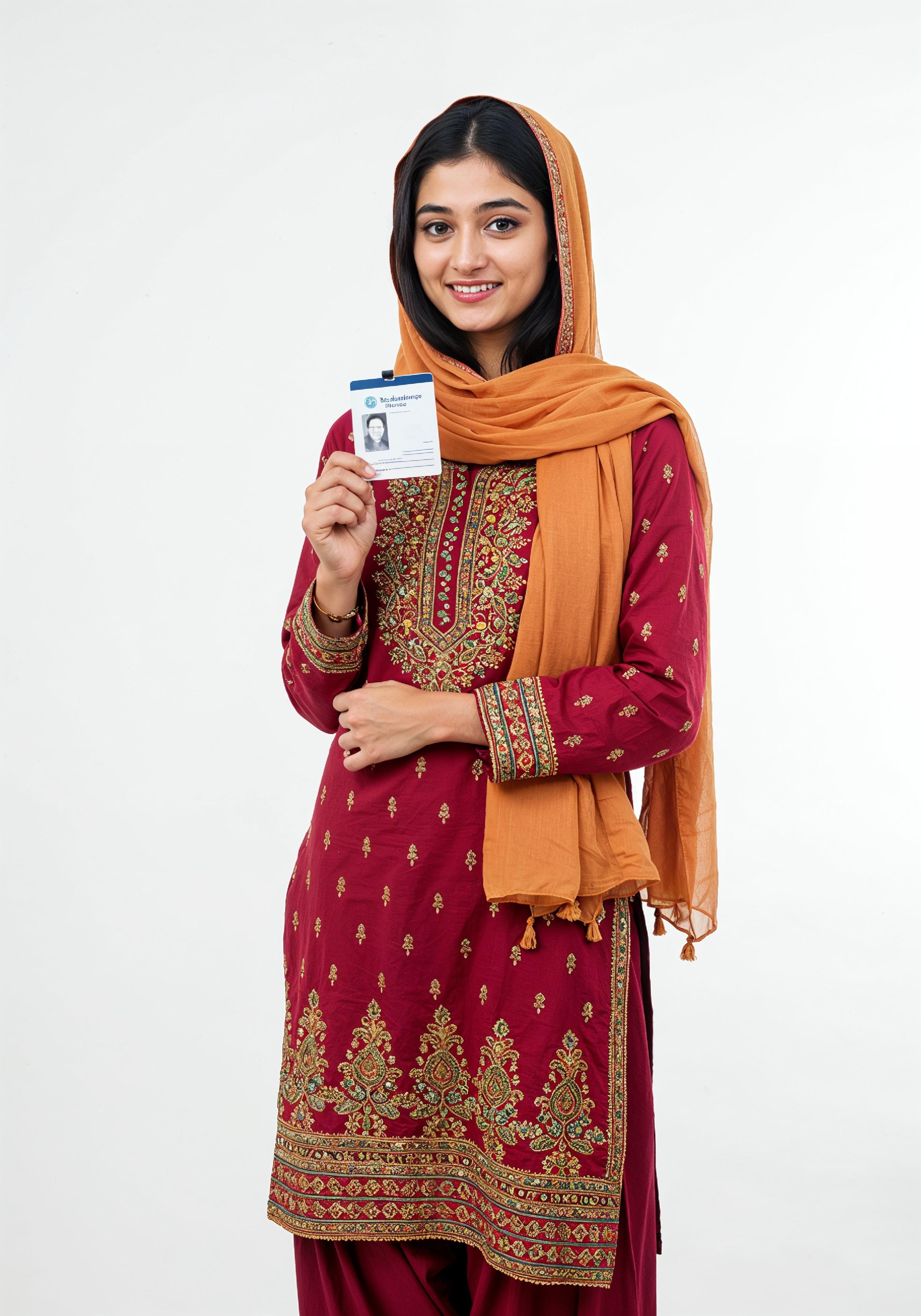 Young Muslim Woman in Modest Traditional Attire Educational Portrait