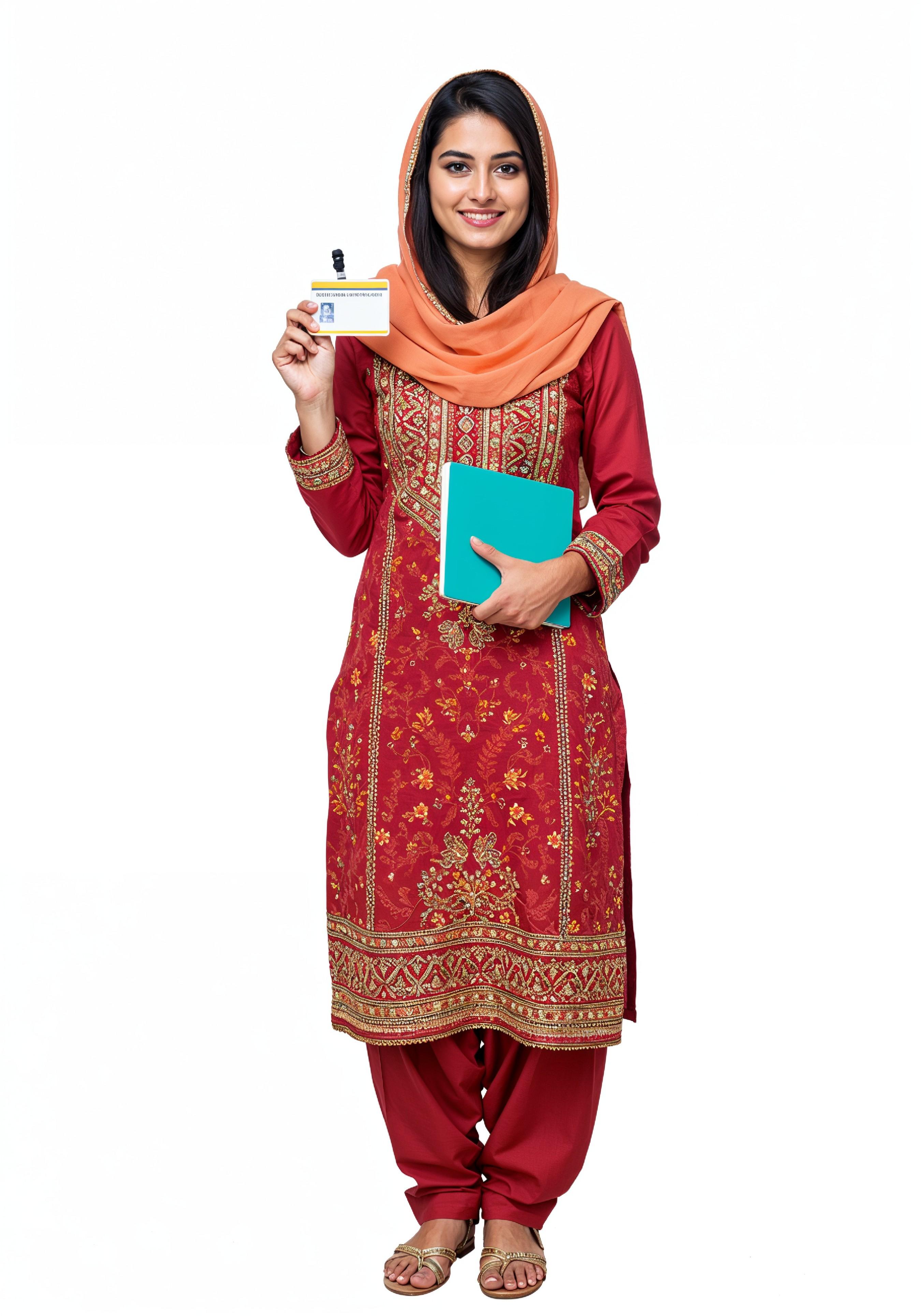 Young Muslim Woman in Modest Traditional Attire Educational Portrait